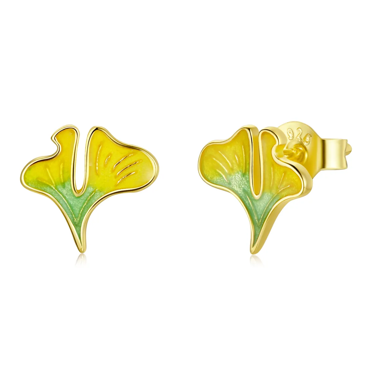 pandora style autumn ginkgo biloba stud earrings sce1247