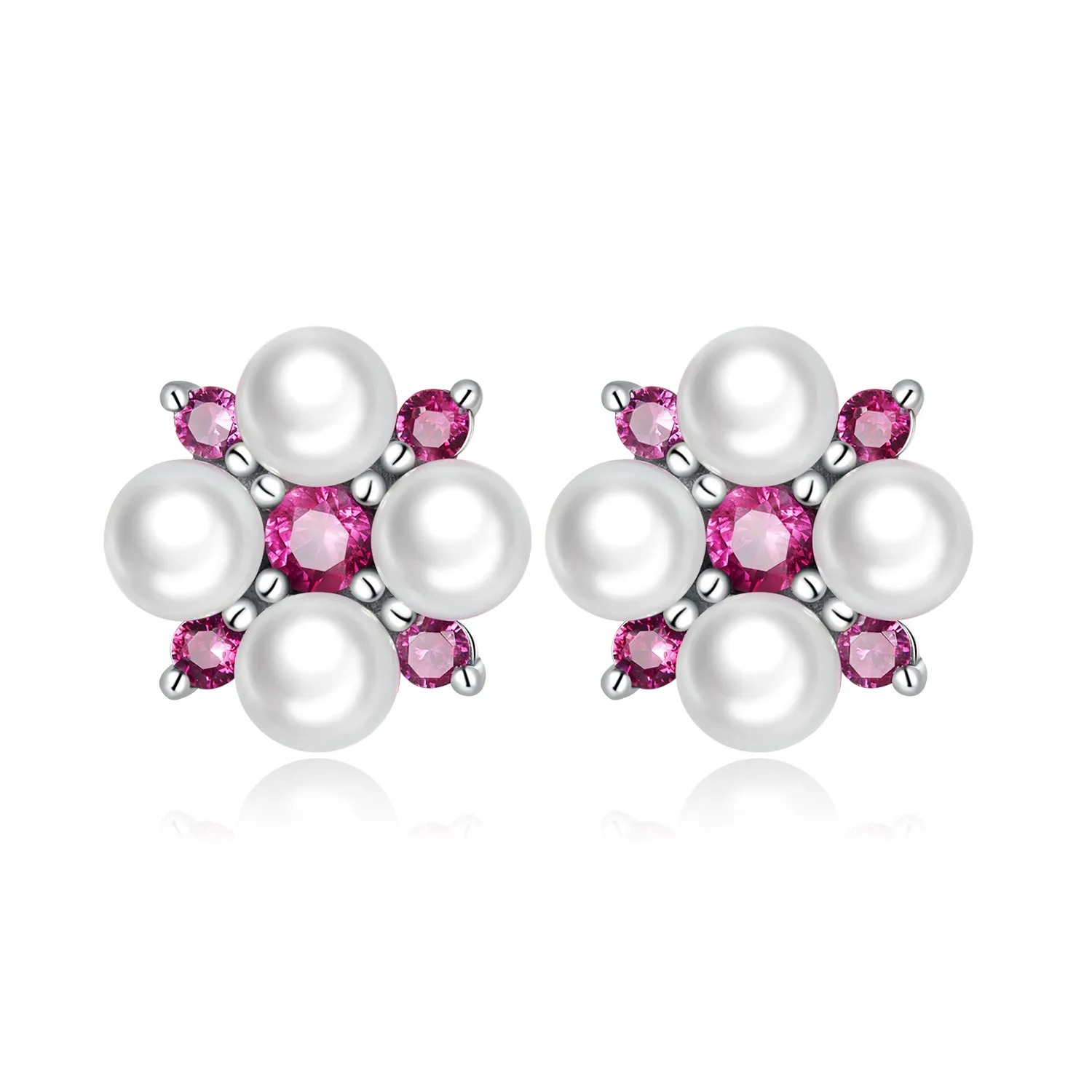 PANDORA Style Bead Flower Stud Earrings - SCE1429