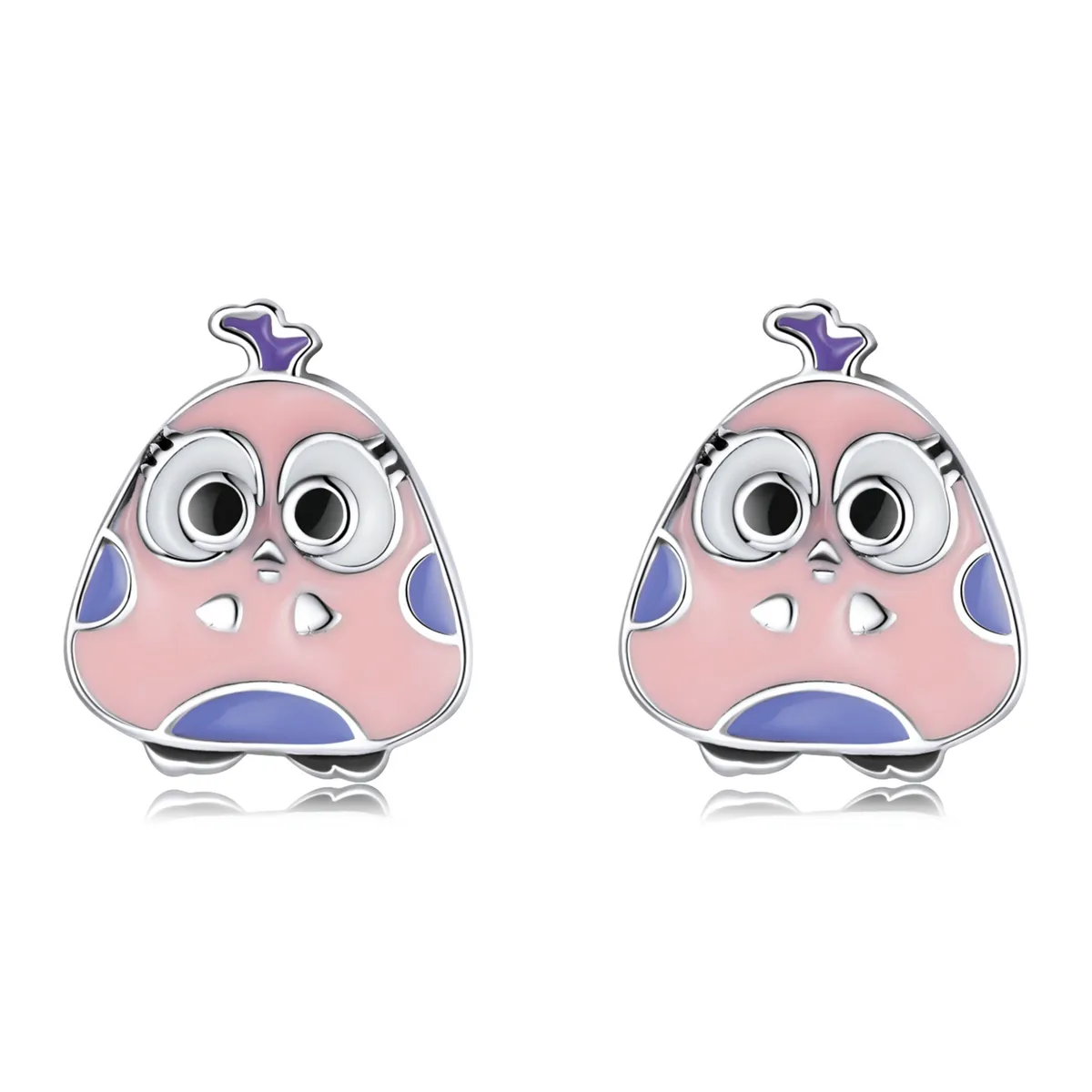 pandora style big eyed bird stud earrings sce1277