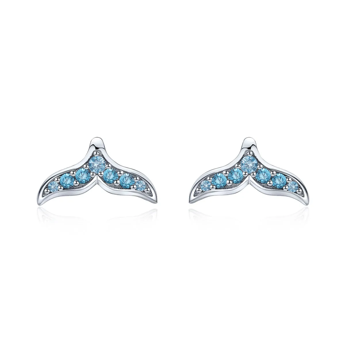 pandora style blue fishtail stud earrings bse058