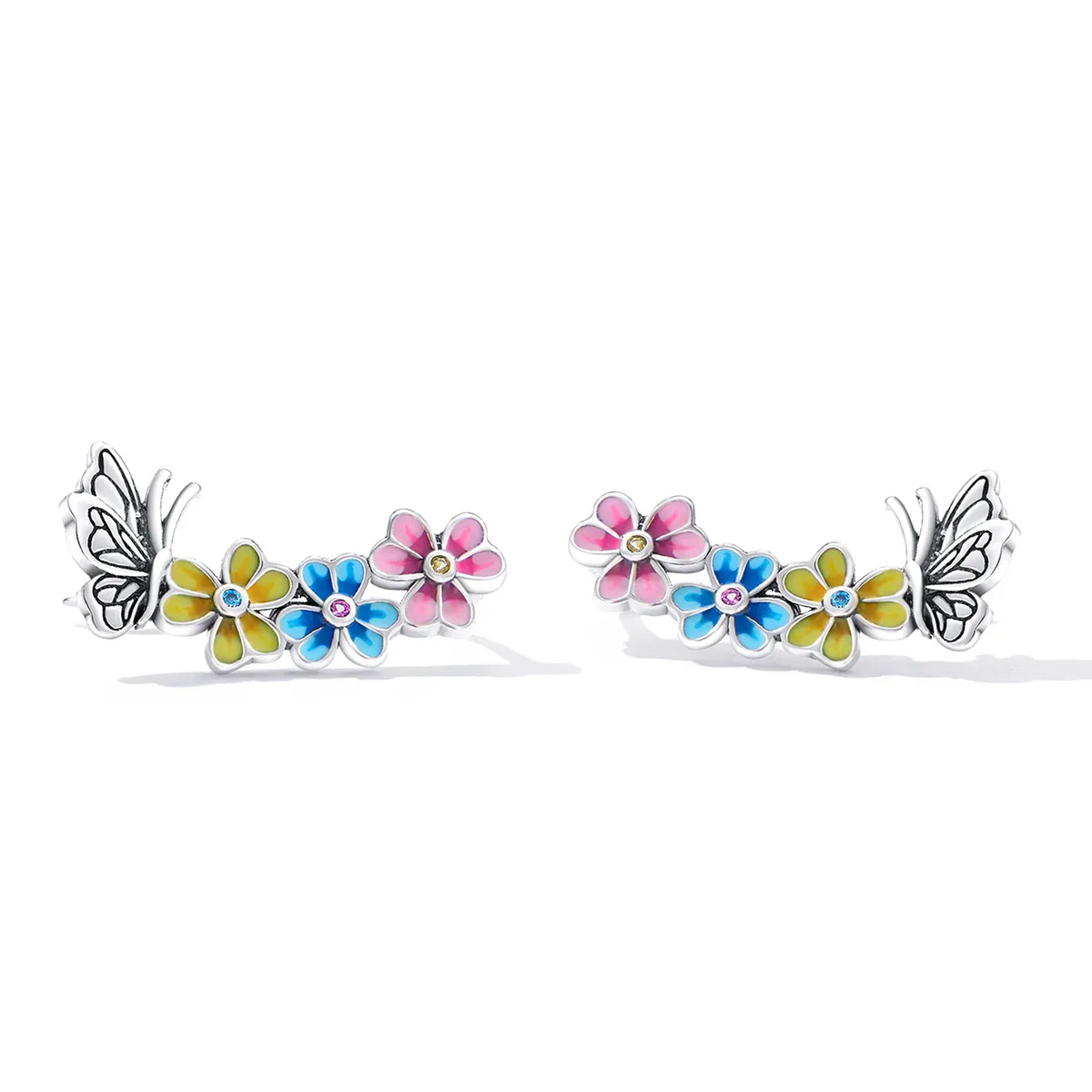 PANDORA Style Butterfly Flower Stud Earrings - SCE1393