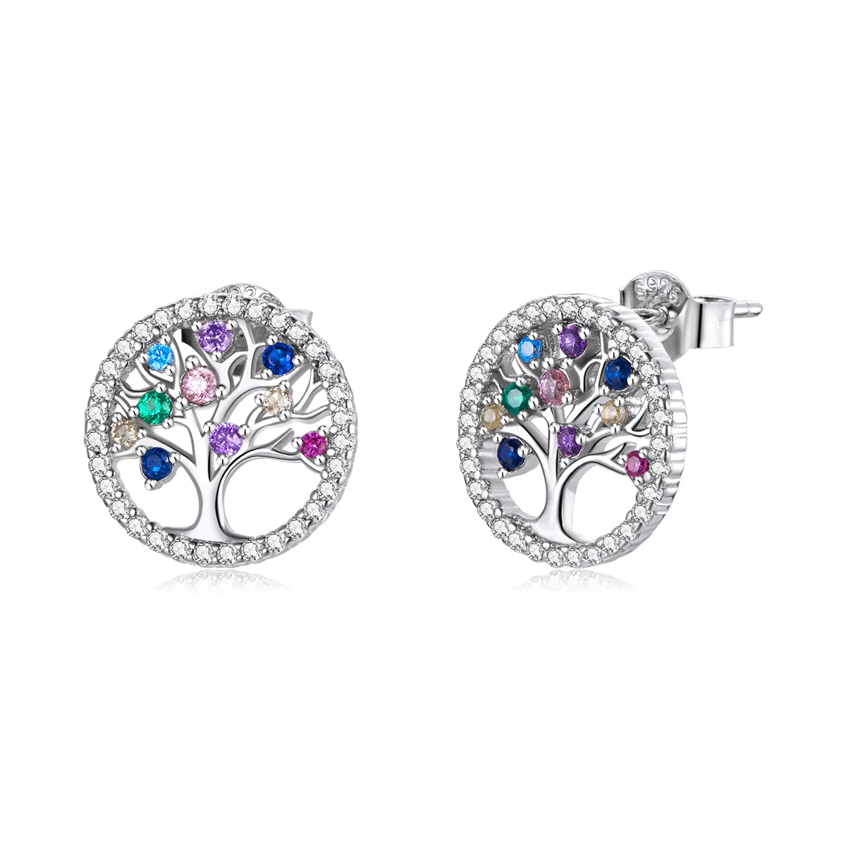 pandora style colorful tree of life stud earrings bse497