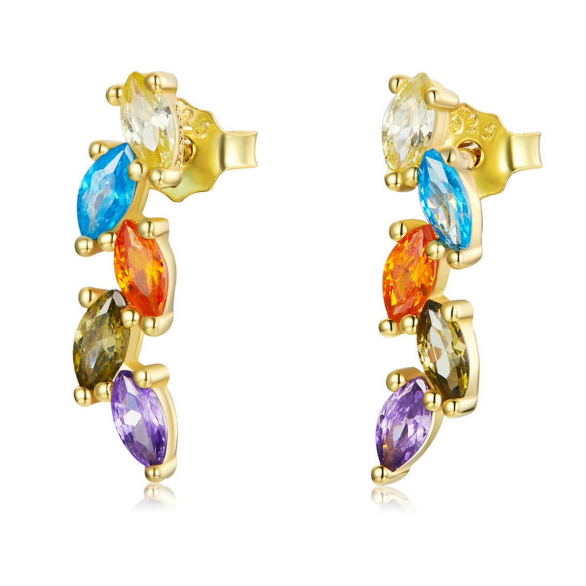 pandora style colorful zircon olive stud earrings sce1210