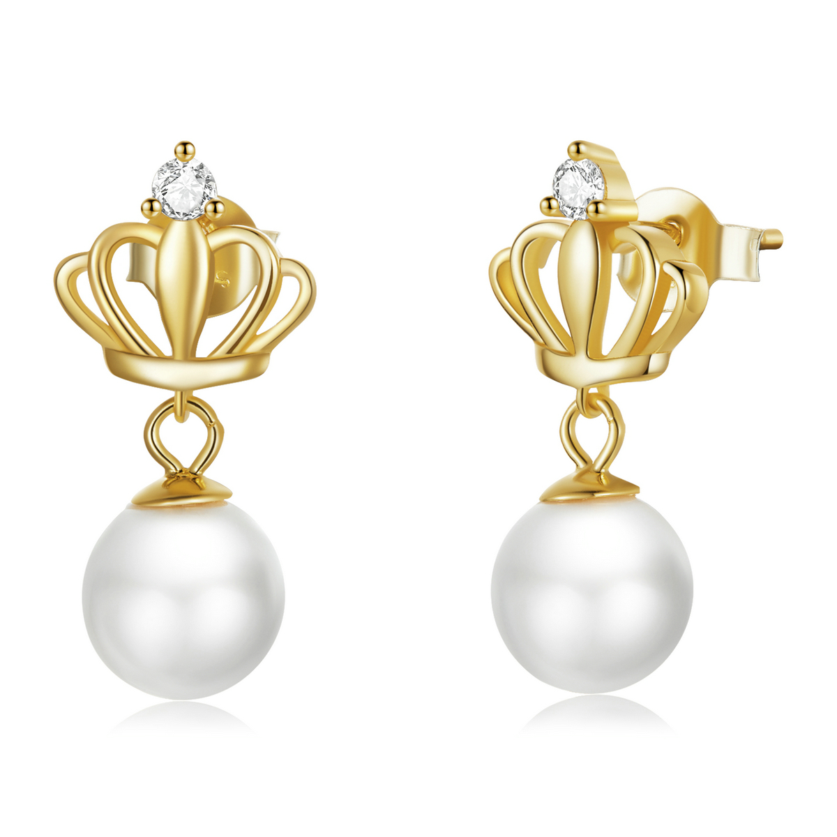pandora style crown shell beads stud earrings bse549
