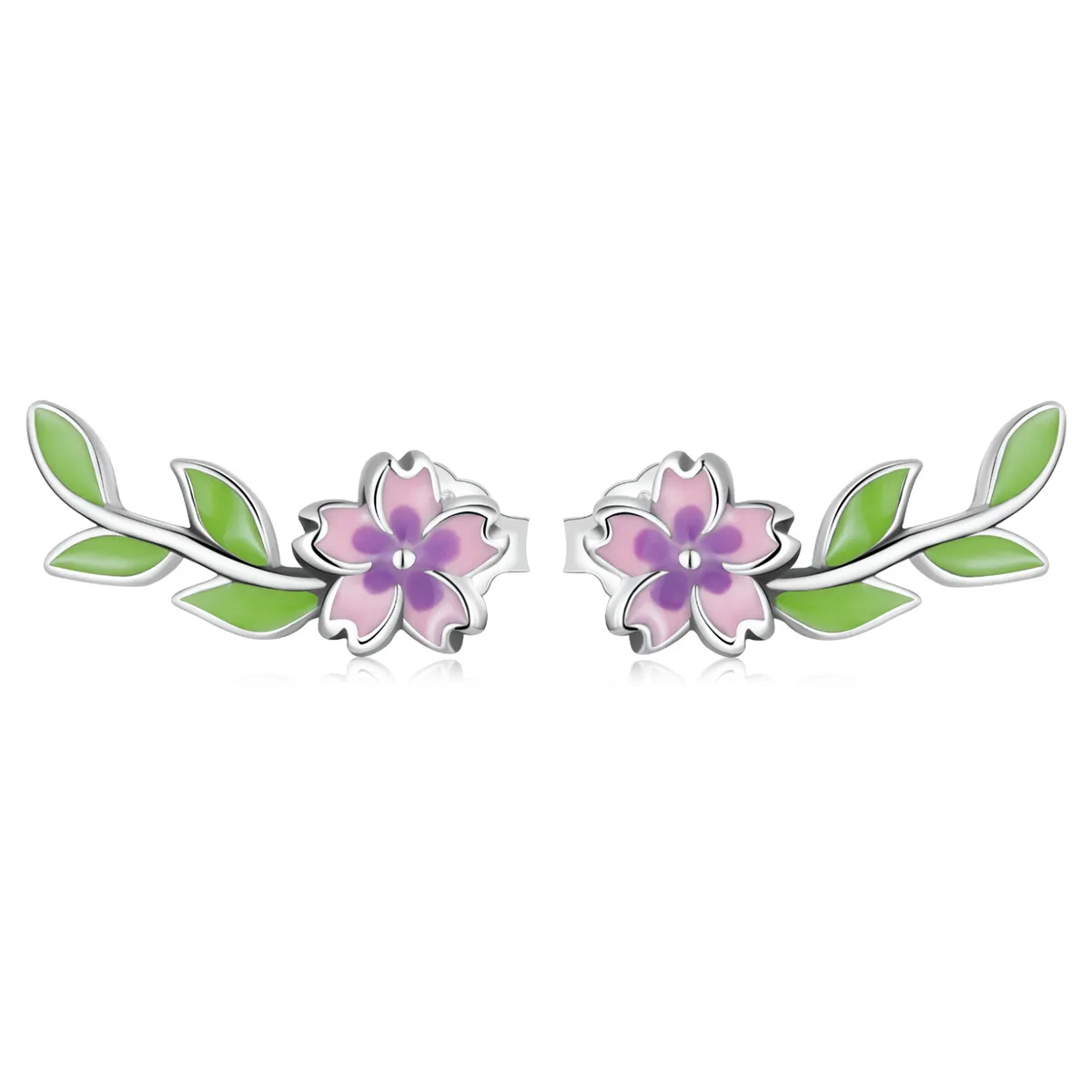 PANDORA Style Flowers Leaves Stud Earrings - SCE1391