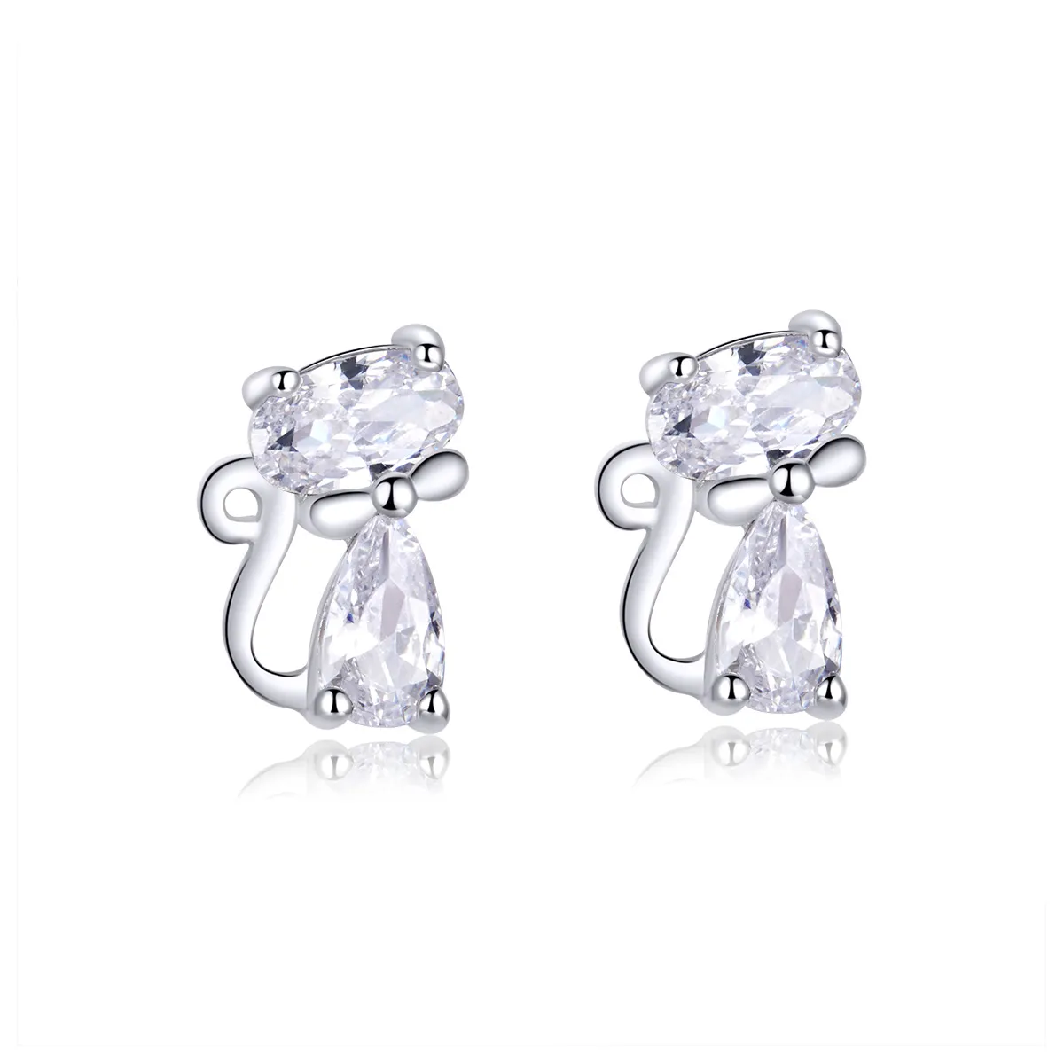 pandora style four corner stone kitten stud earrings bse206