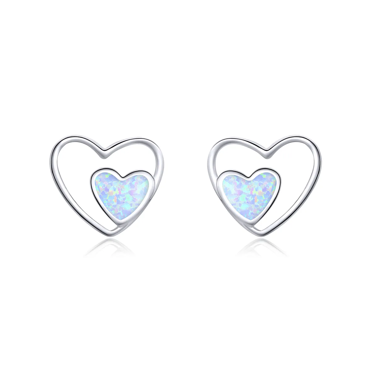 pandora style heart center stud earrings sce858