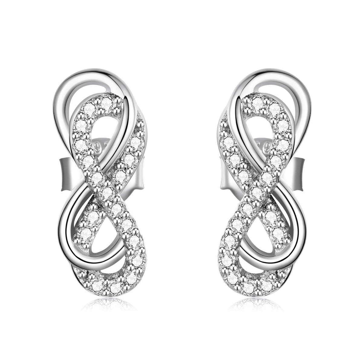 pandora style infinity symbols double layer stud earrings bse542