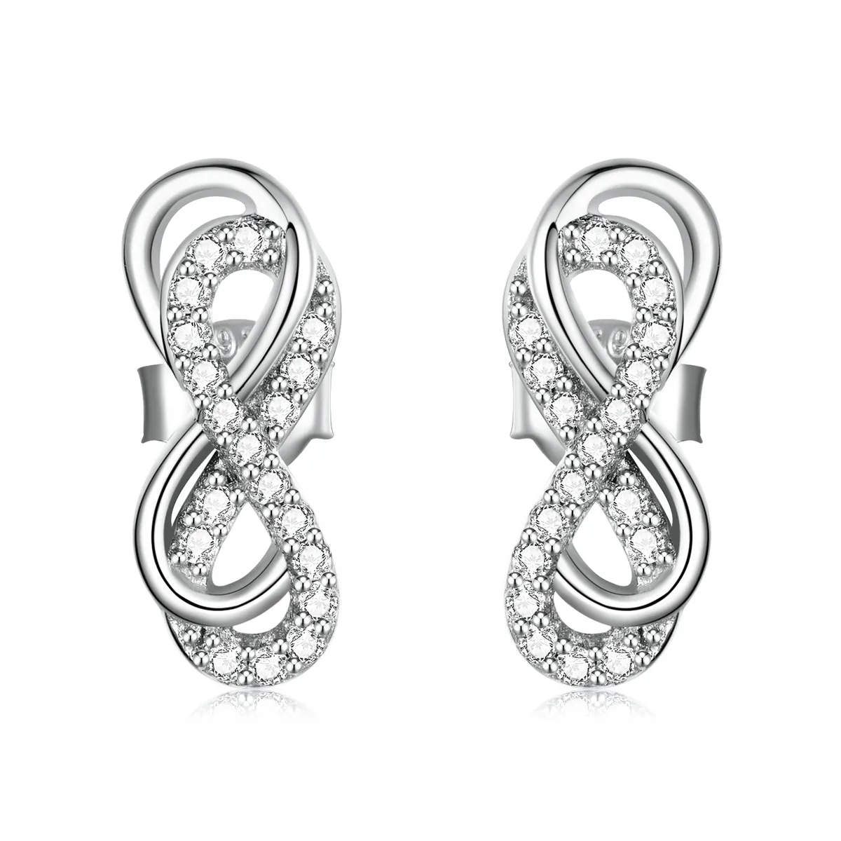 PANDORA Style Infinity Symbols - Double Layer Stud Earrings - BSE542