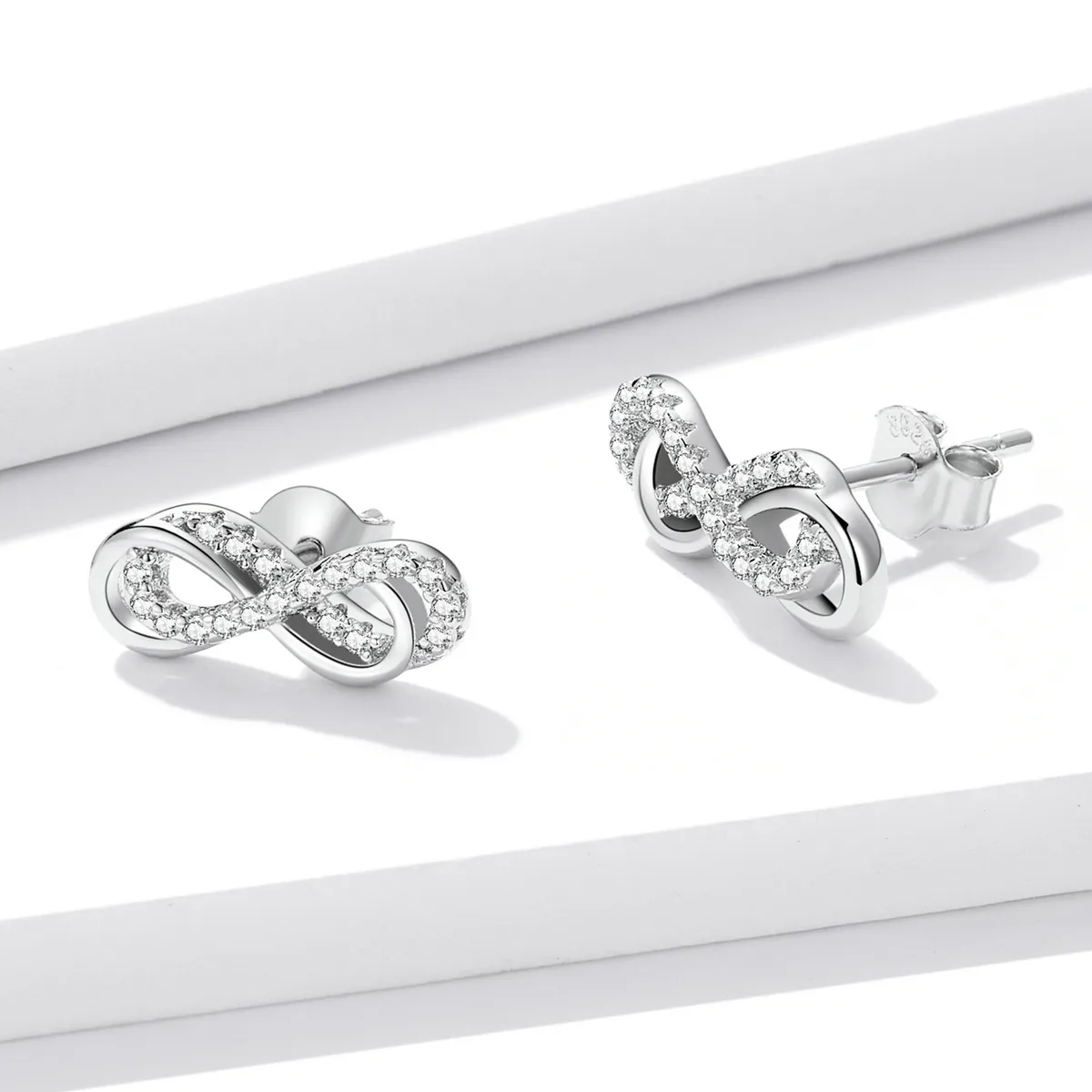 PANDORA Style Infinity Symbols - Double Layer Stud Earrings - BSE542