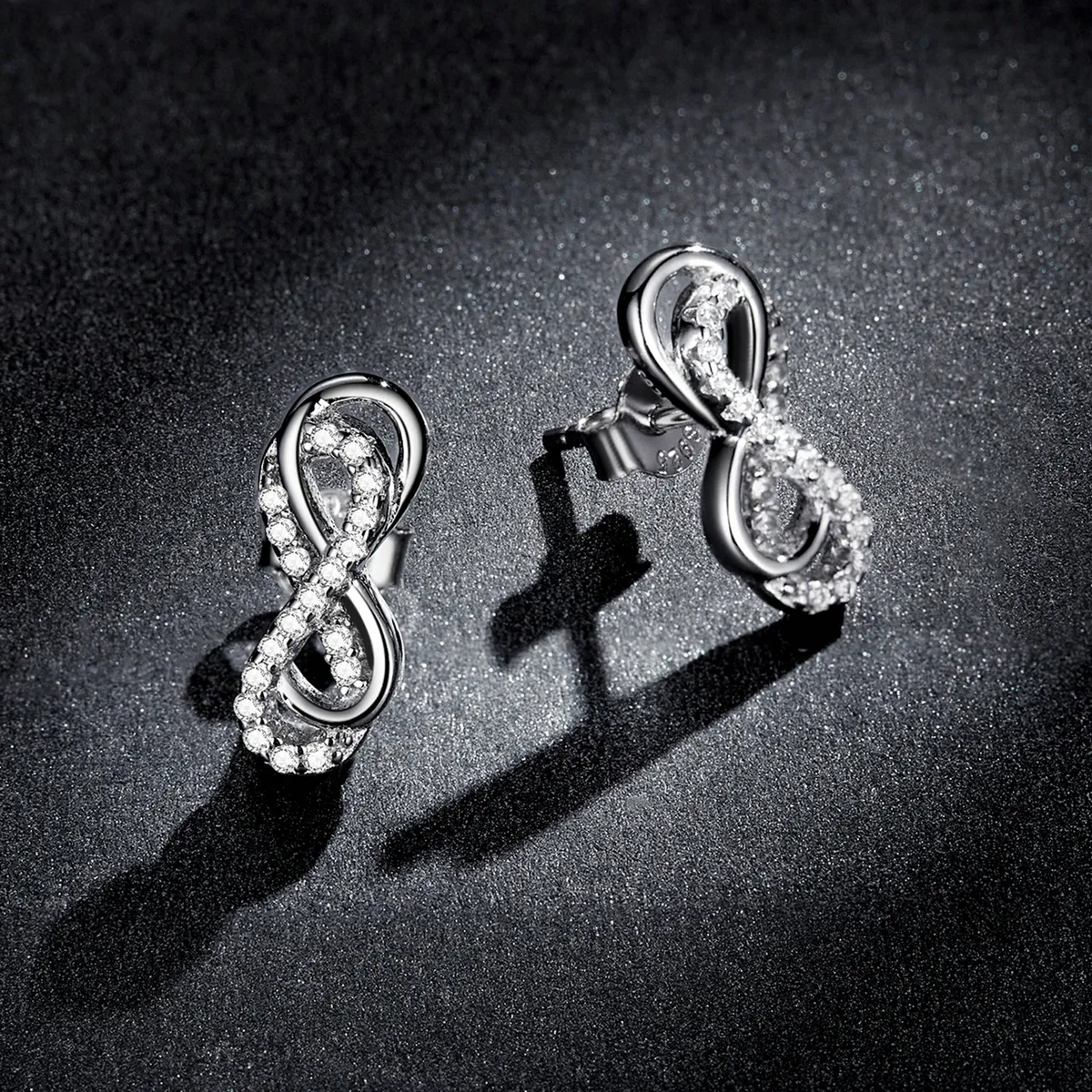 PANDORA Style Infinity Symbols - Double Layer Stud Earrings - BSE542