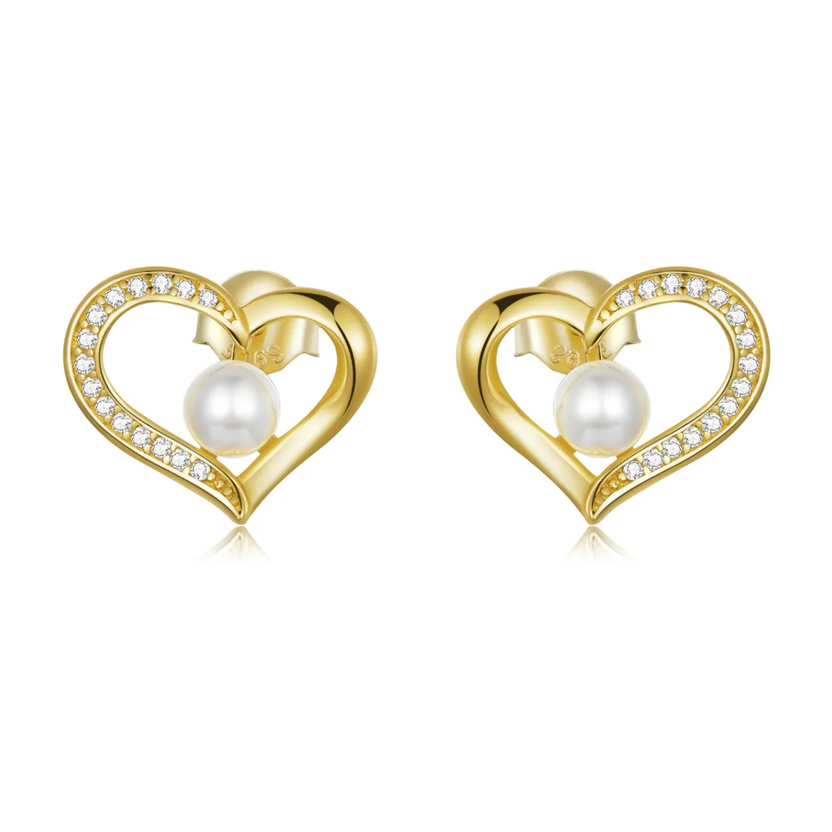 PANDORA Style Love Shell Beads - Simple Stud Earrings - BSE550-B