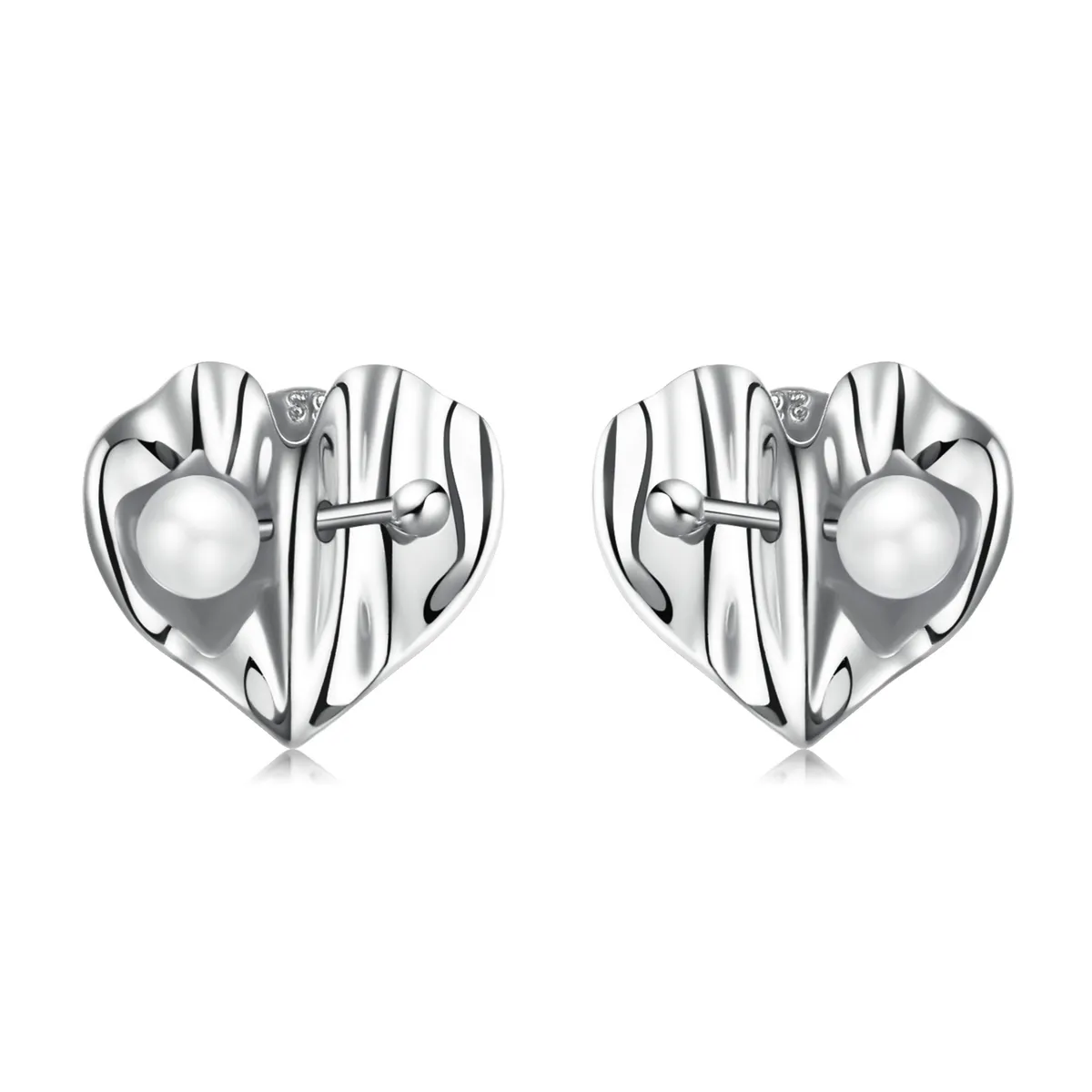 pandora style love shell beads texture stud earrings bse551 a