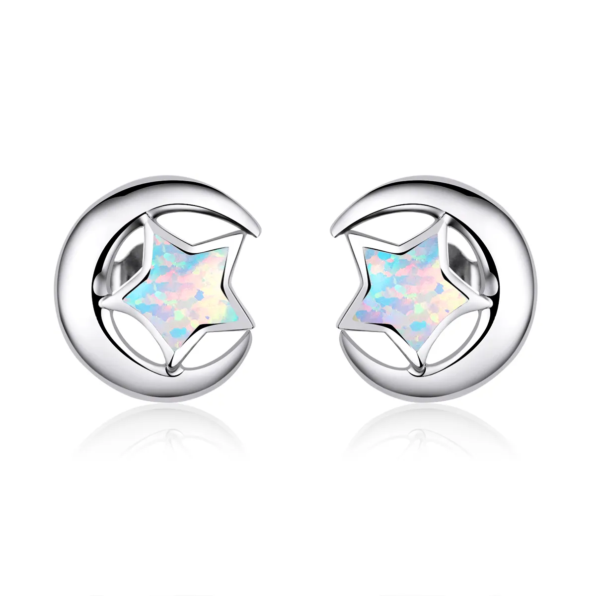 PANDORA Style Opal Moon Stud Earrings - SCE816-A