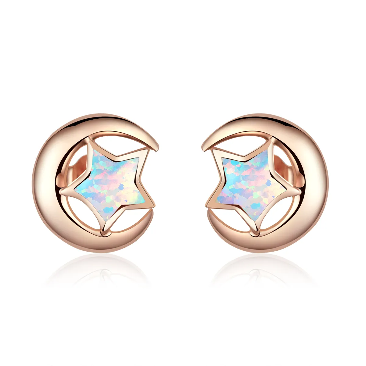 PANDORA Style Opal Moon Stud Earrings - SCE816-C