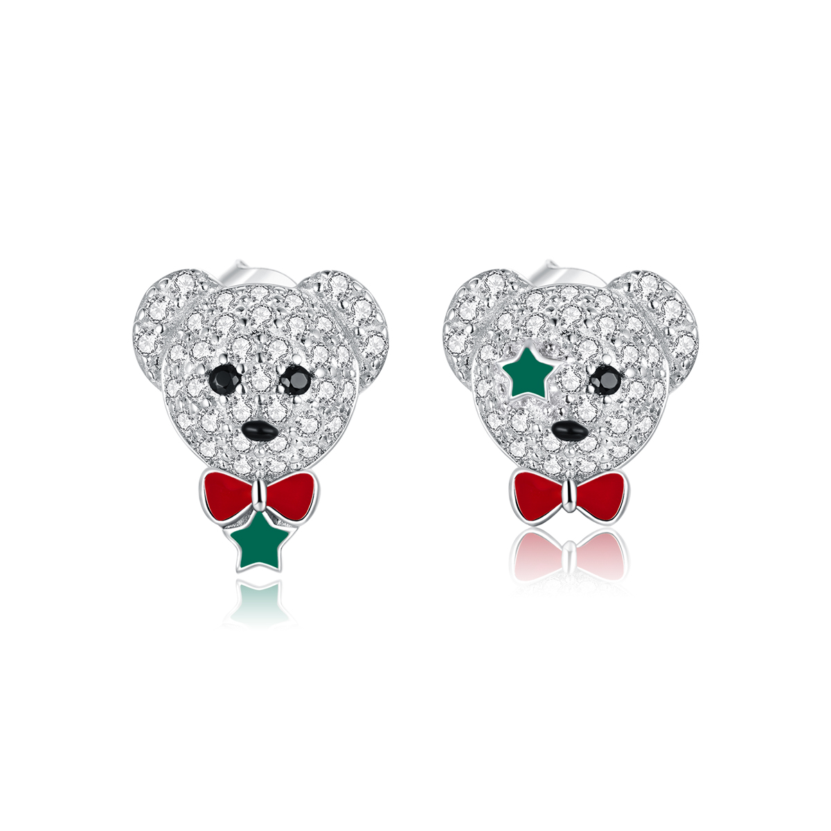 pandora style playful bear stud earrings bse437