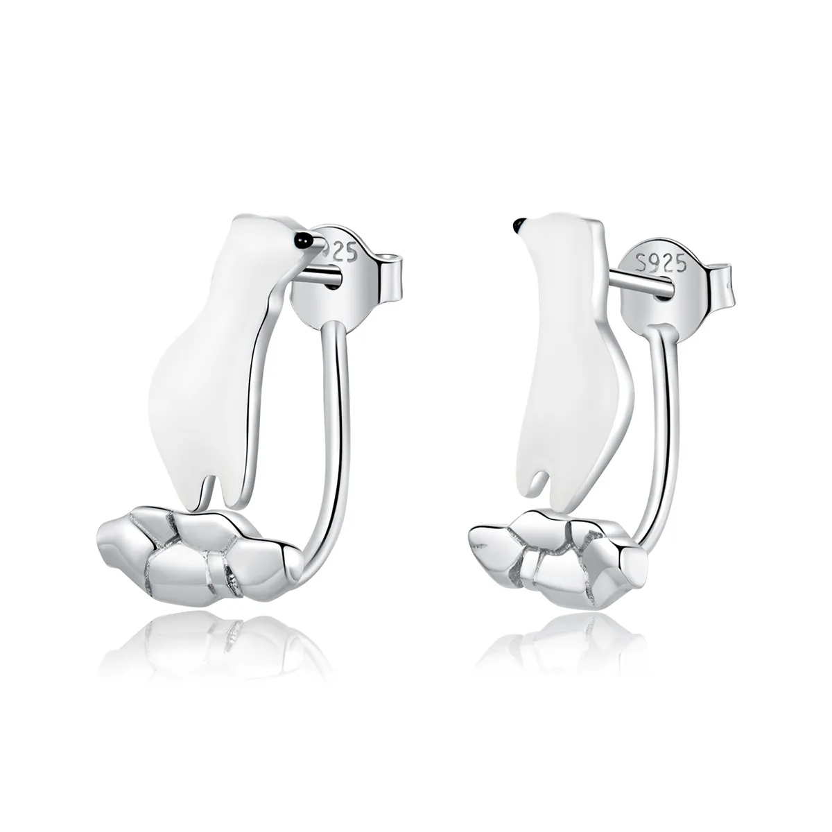 pandora style polar bear on cracked ice stud earrings bse347