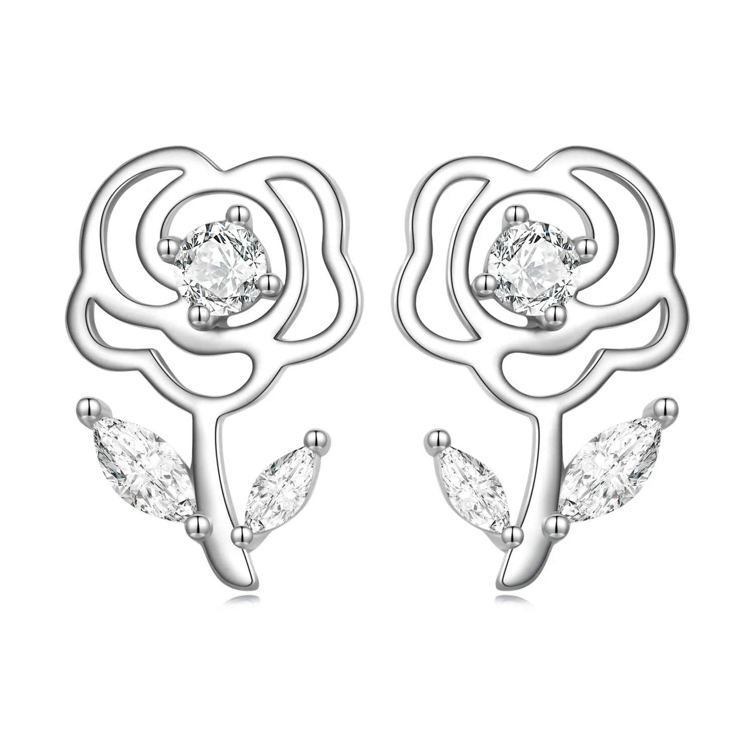 pandora style roses stud earrings bse714