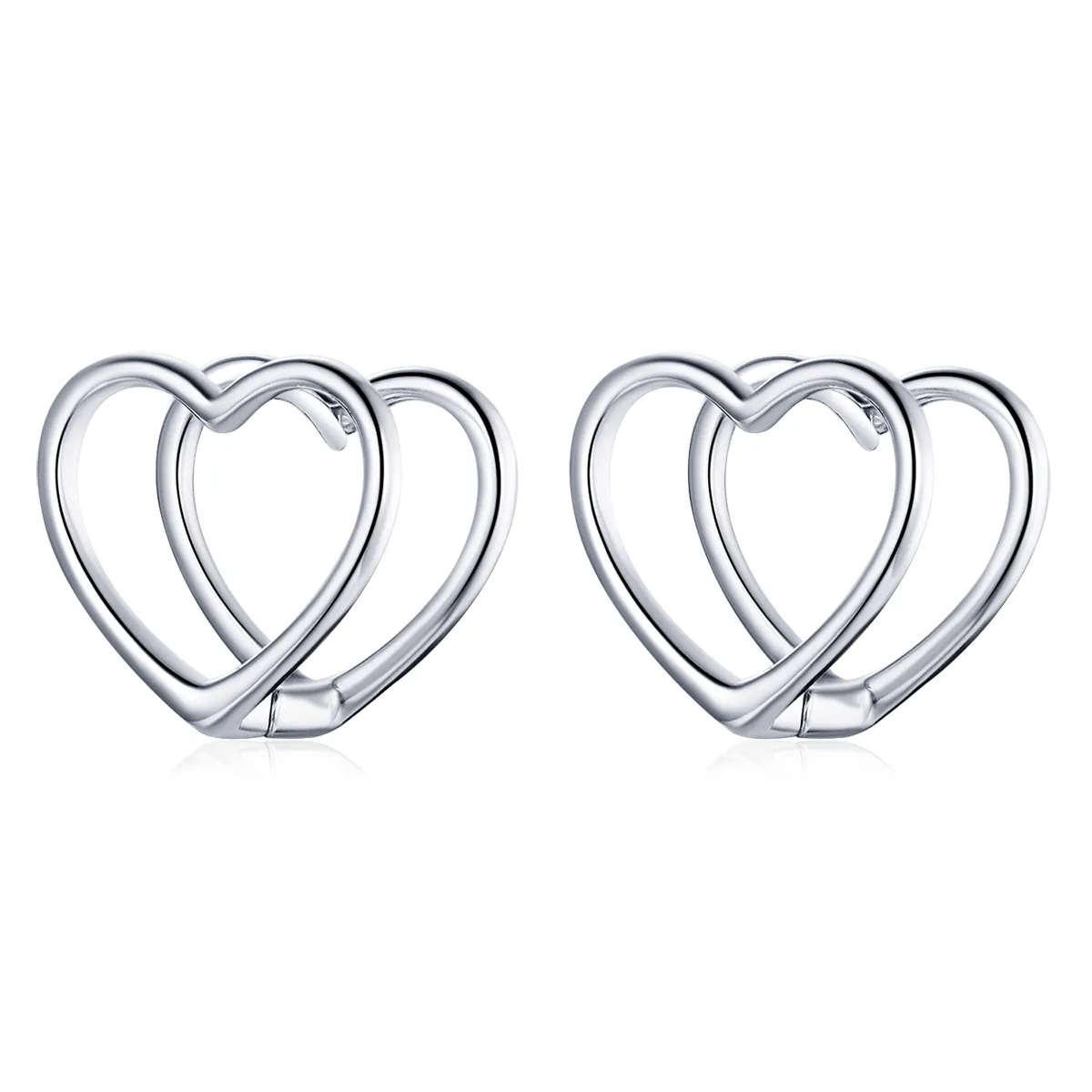 PANDORA Style Simple - Double Heart Stud Earrings - BSE501