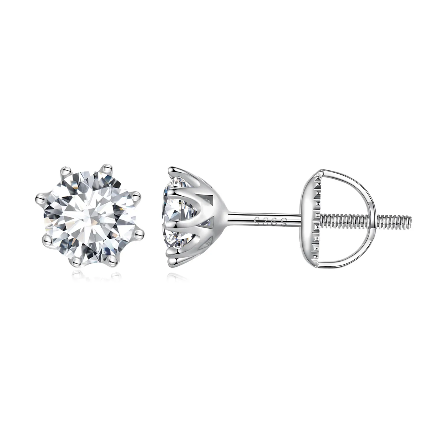 Pandora Style 1 Carat Moissanite Stud Earrings - MSE019-L