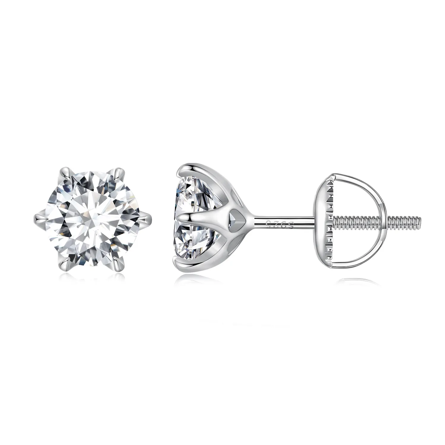 Pandora Style 1 Carat Moissanite Stud Earrings - MSE021-S