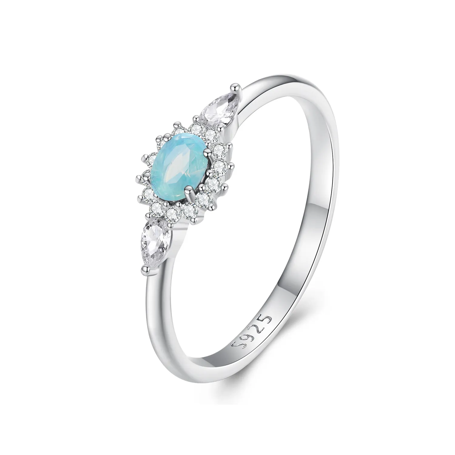 Pandora Style Aquamarine Ring - BSR436