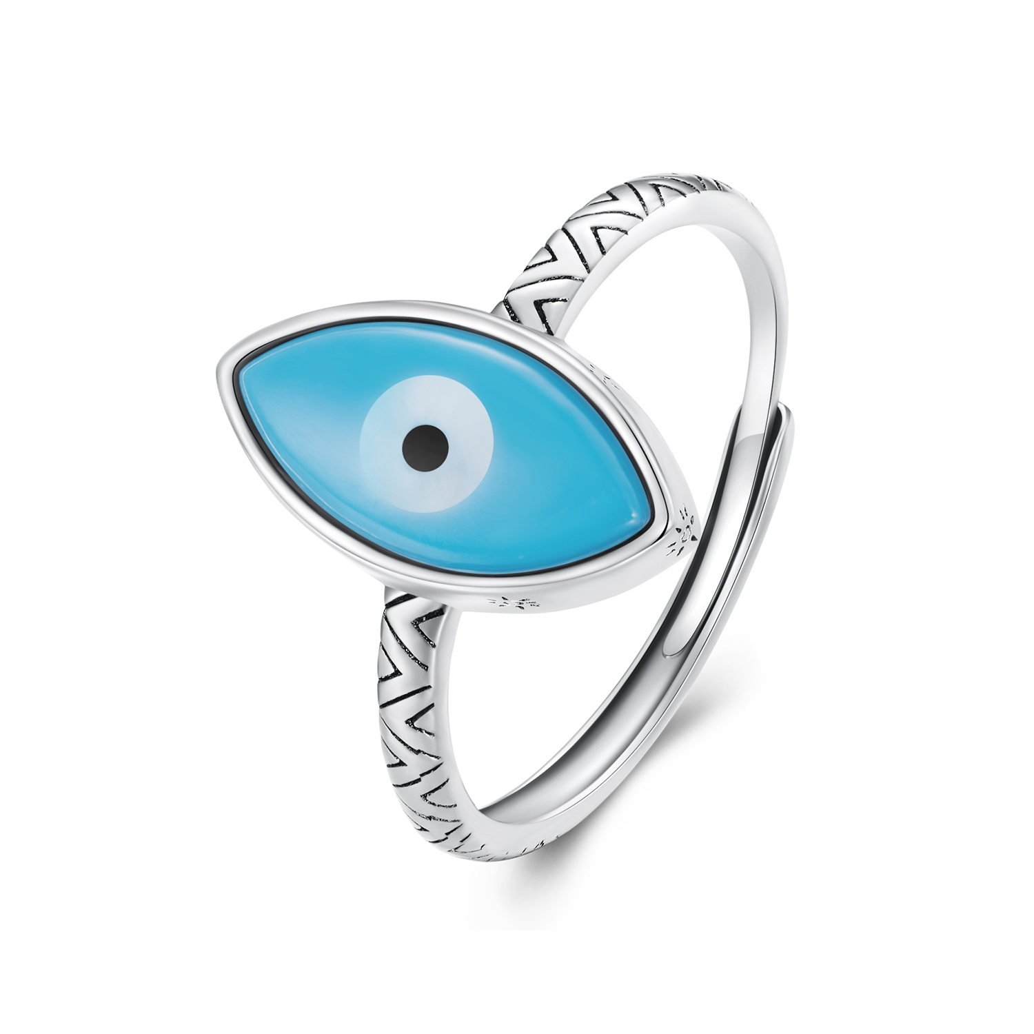 pandora style blue devil eye open ring scr937