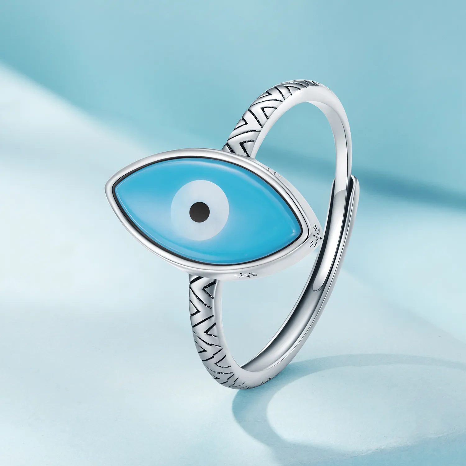 Pandora Style Blue Devil Eye Open Ring - SCR937