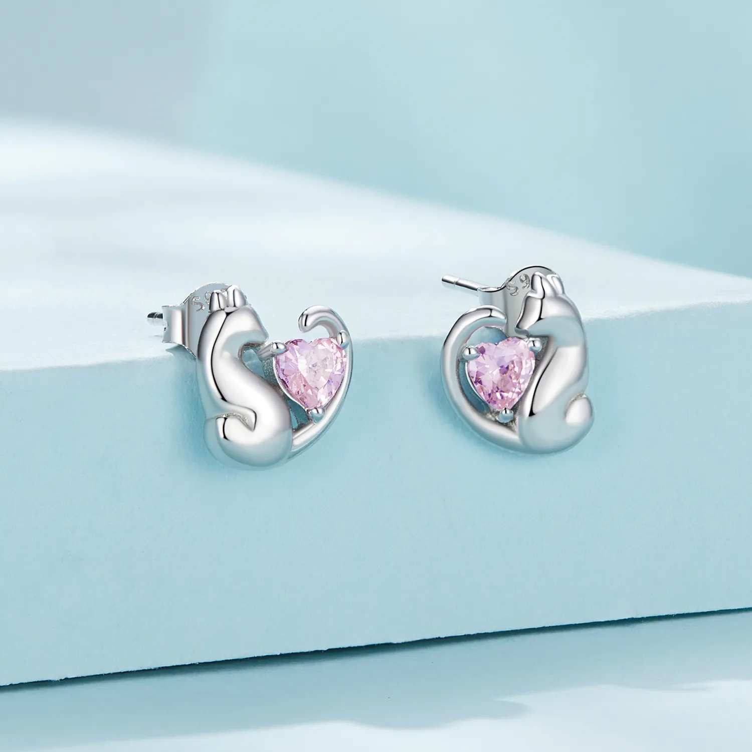 Pandora Style Cat Stud Earrings - SCE1591-A