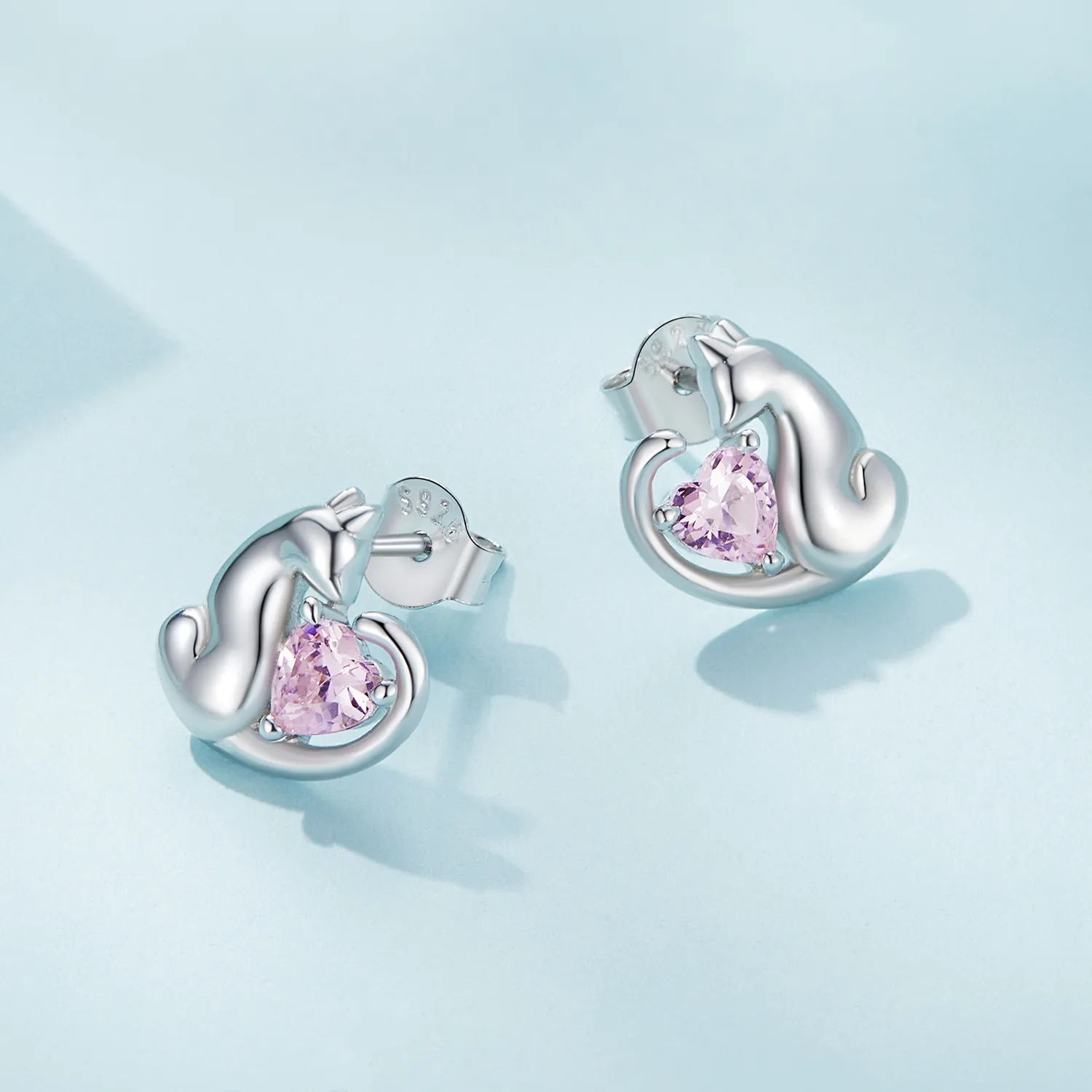 Pandora Style Cat Stud Earrings - SCE1591-A