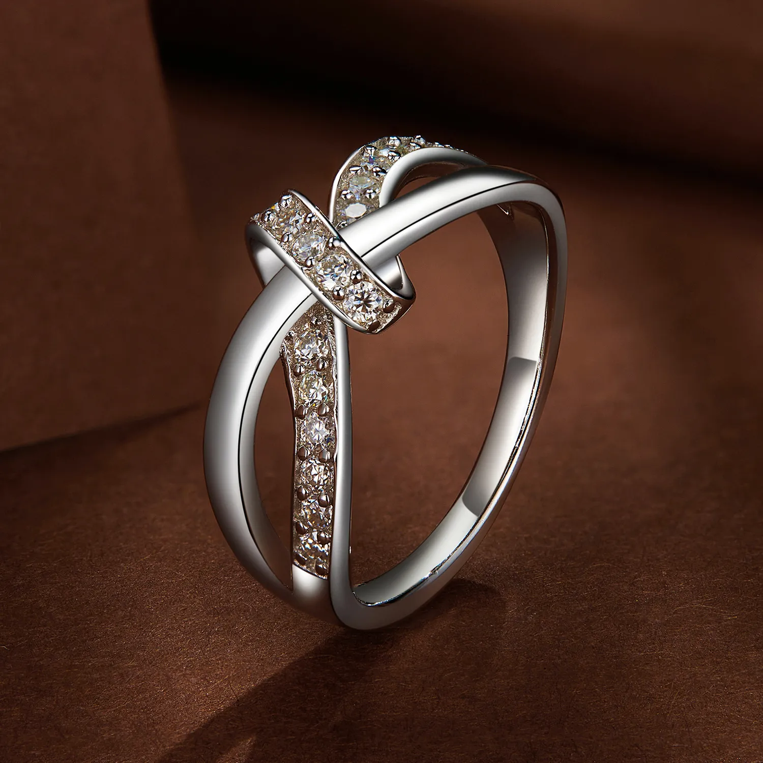 Pandora Style Cross Wound Moissanite Ring - MSR031