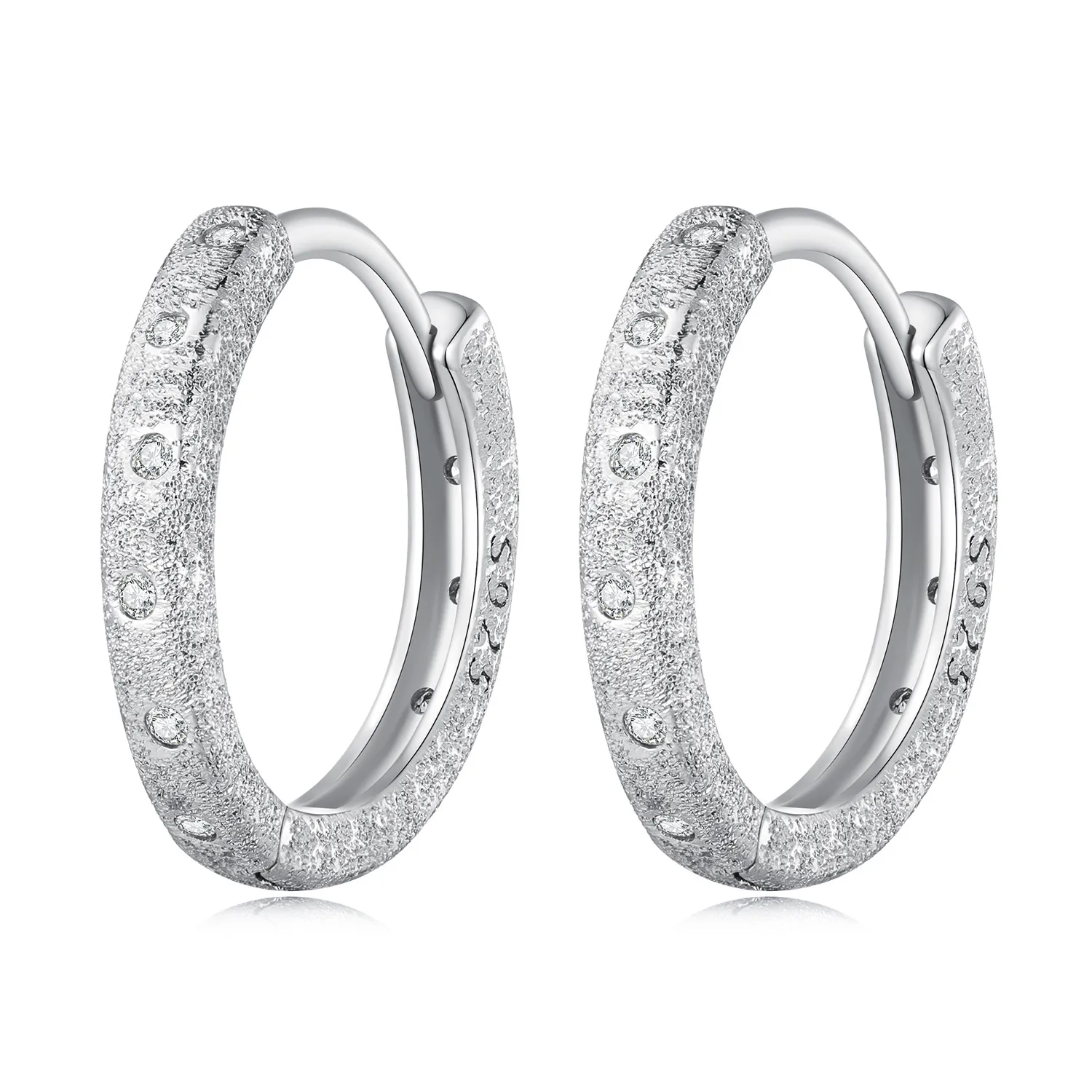 Pandora Style Geometric Flash Hoops Earrings - BSE848