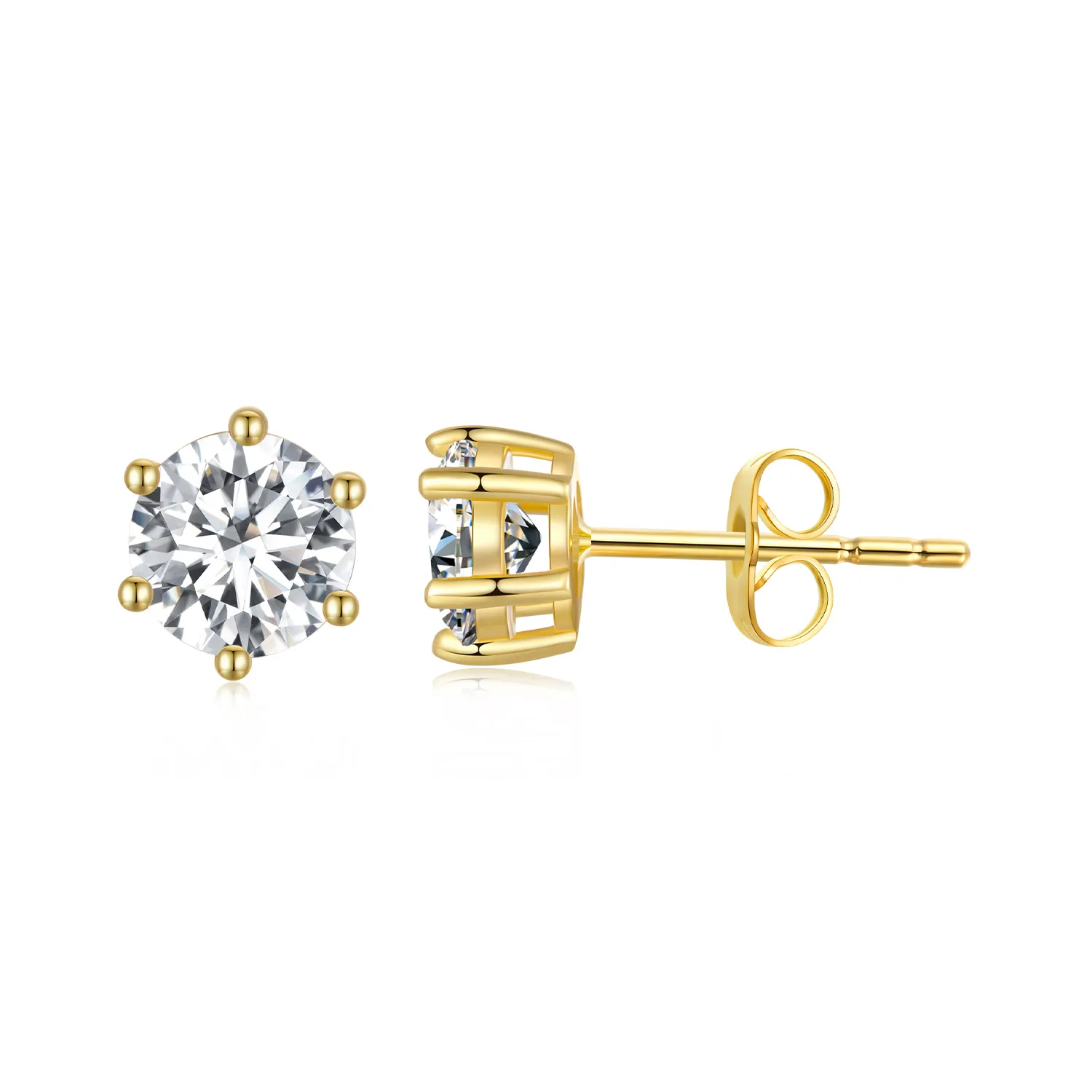 pandora style gold plated shiny zircon stud earrings bse615 5b