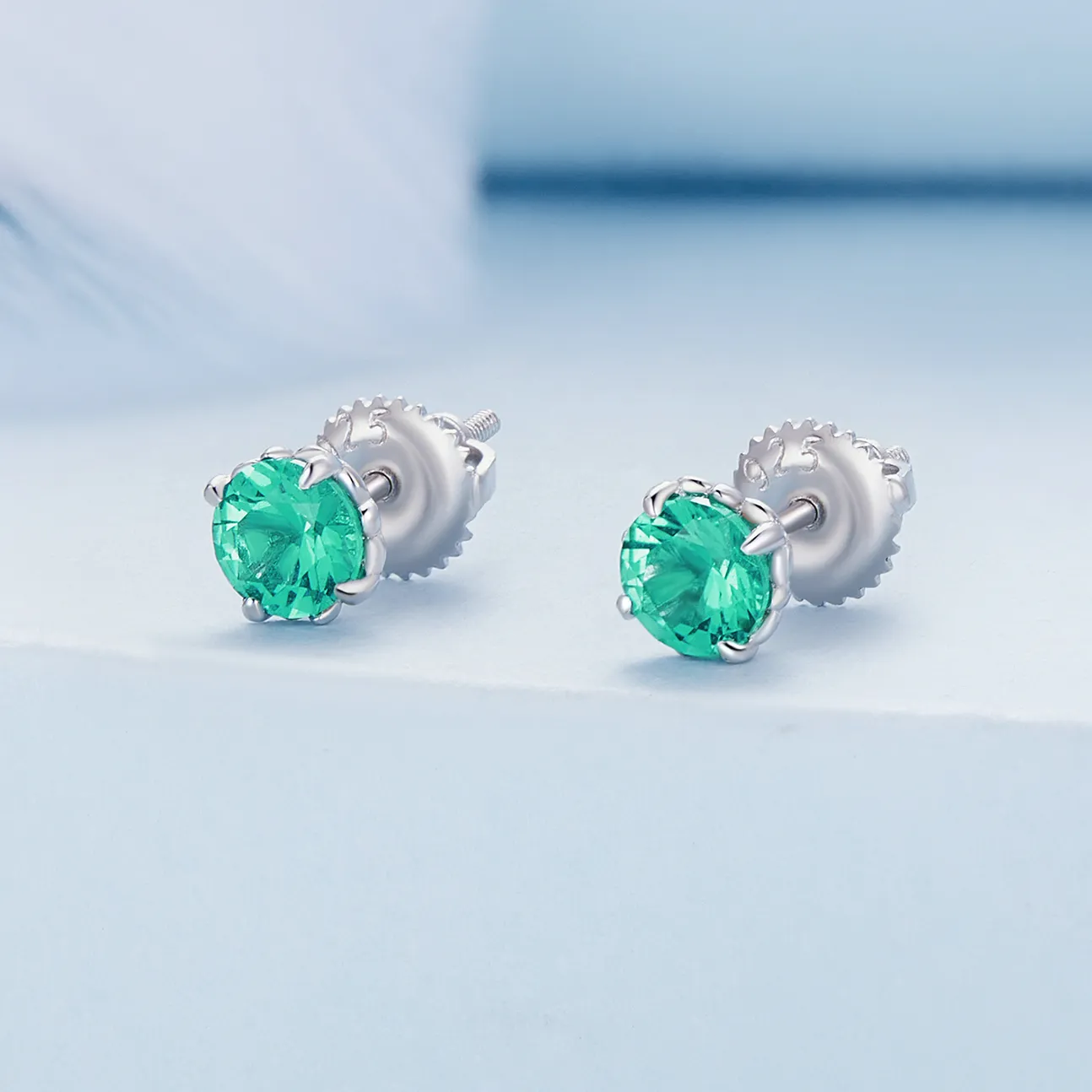 Pandora Style Green Nano Stud Earrings - BSE831-GN