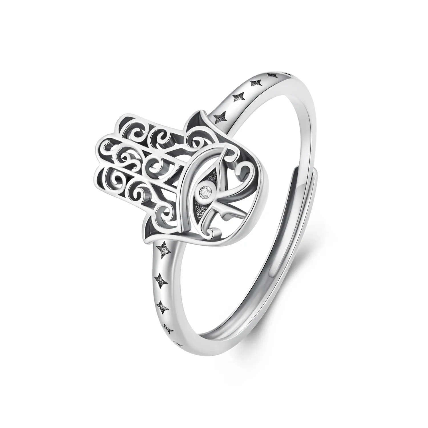 pandora style hand of fatima open ring scr938