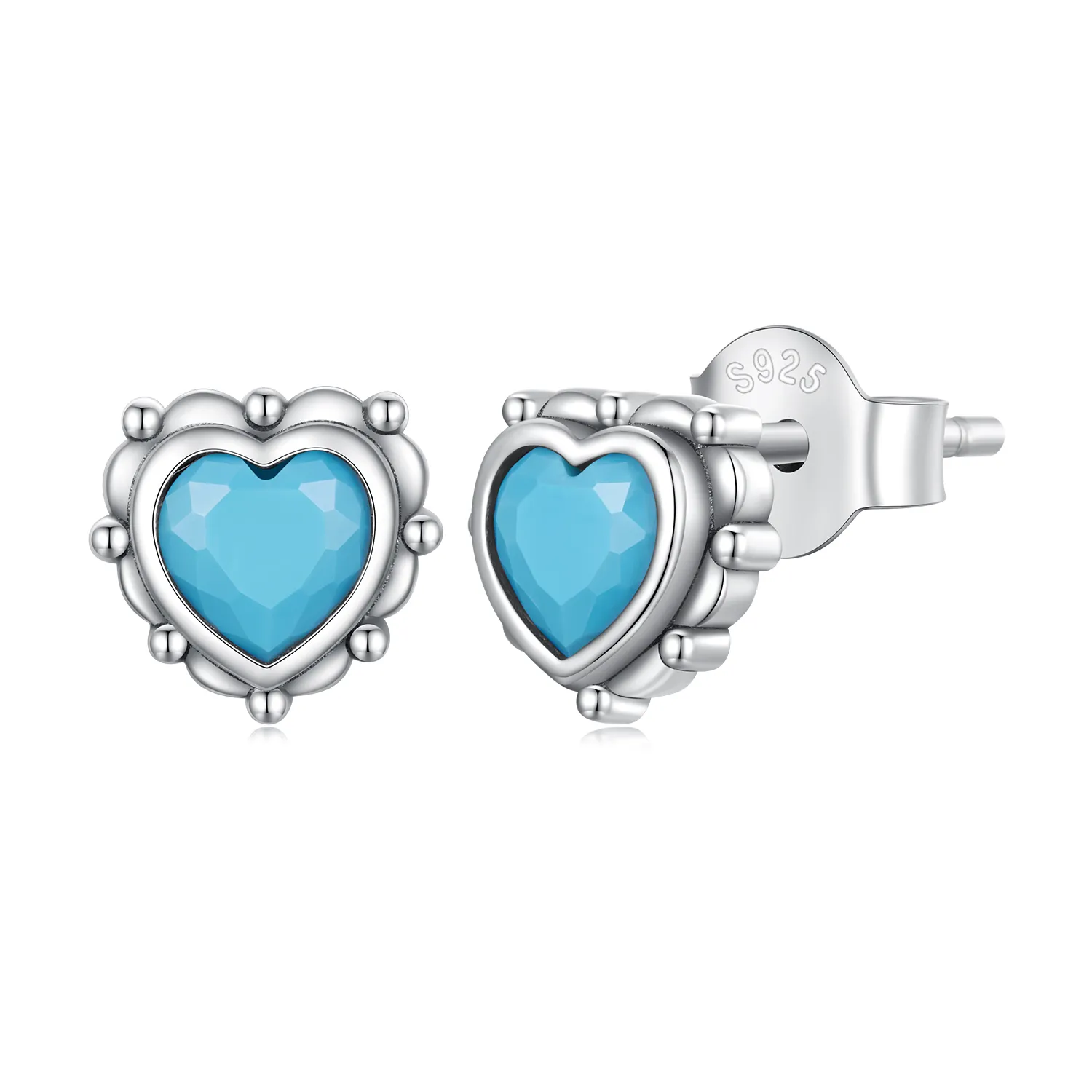 Pandora Style Heart-Shaped Stud Earrings - SCE1592