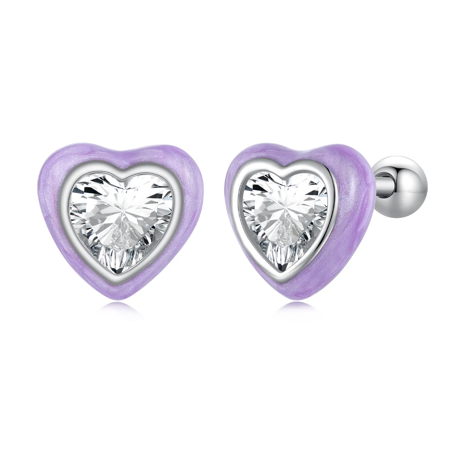 Pandora Style Heart-Shaped Stud Earrings - SCE1595