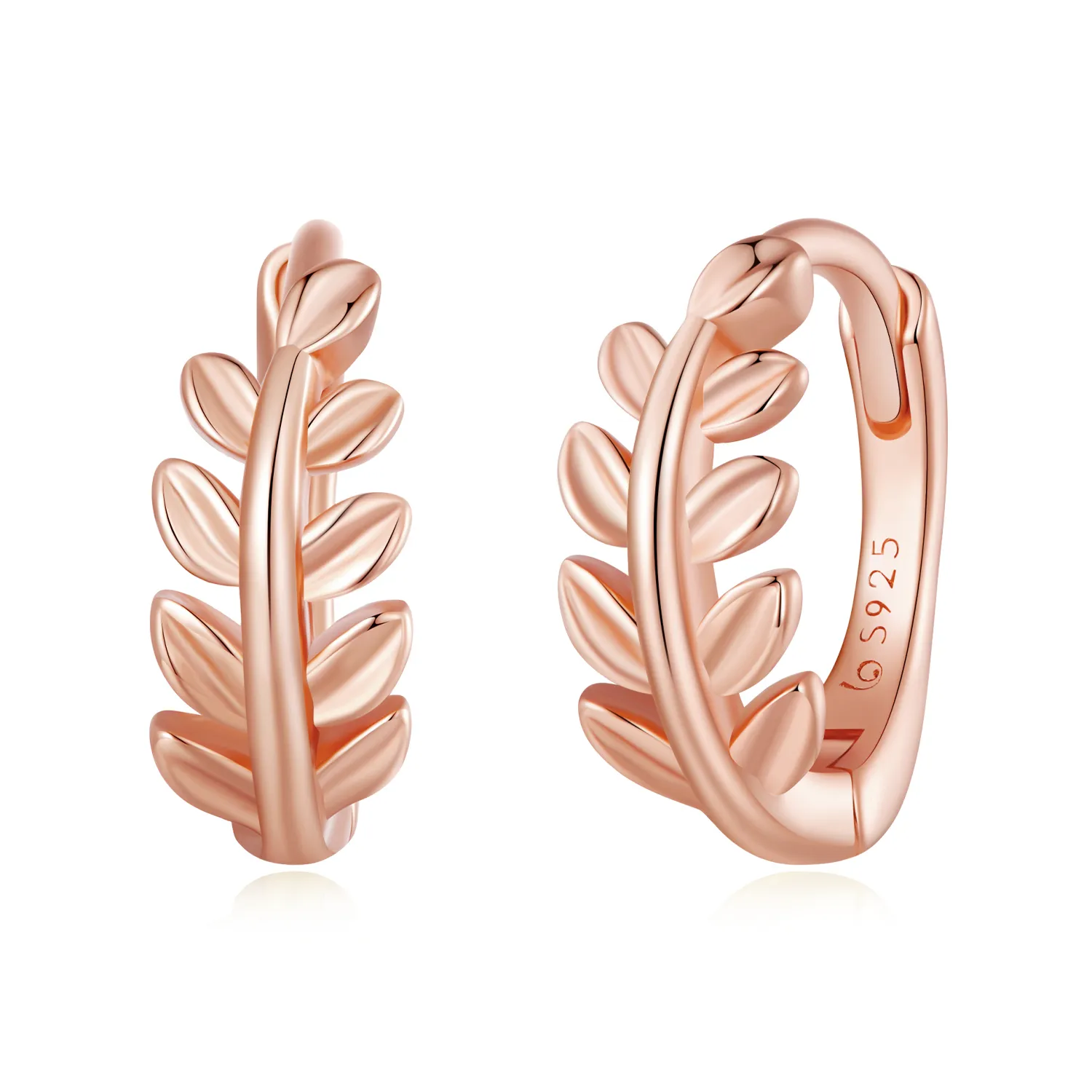 Pandora Style Leaves Hoops Earrings - BSE500-C