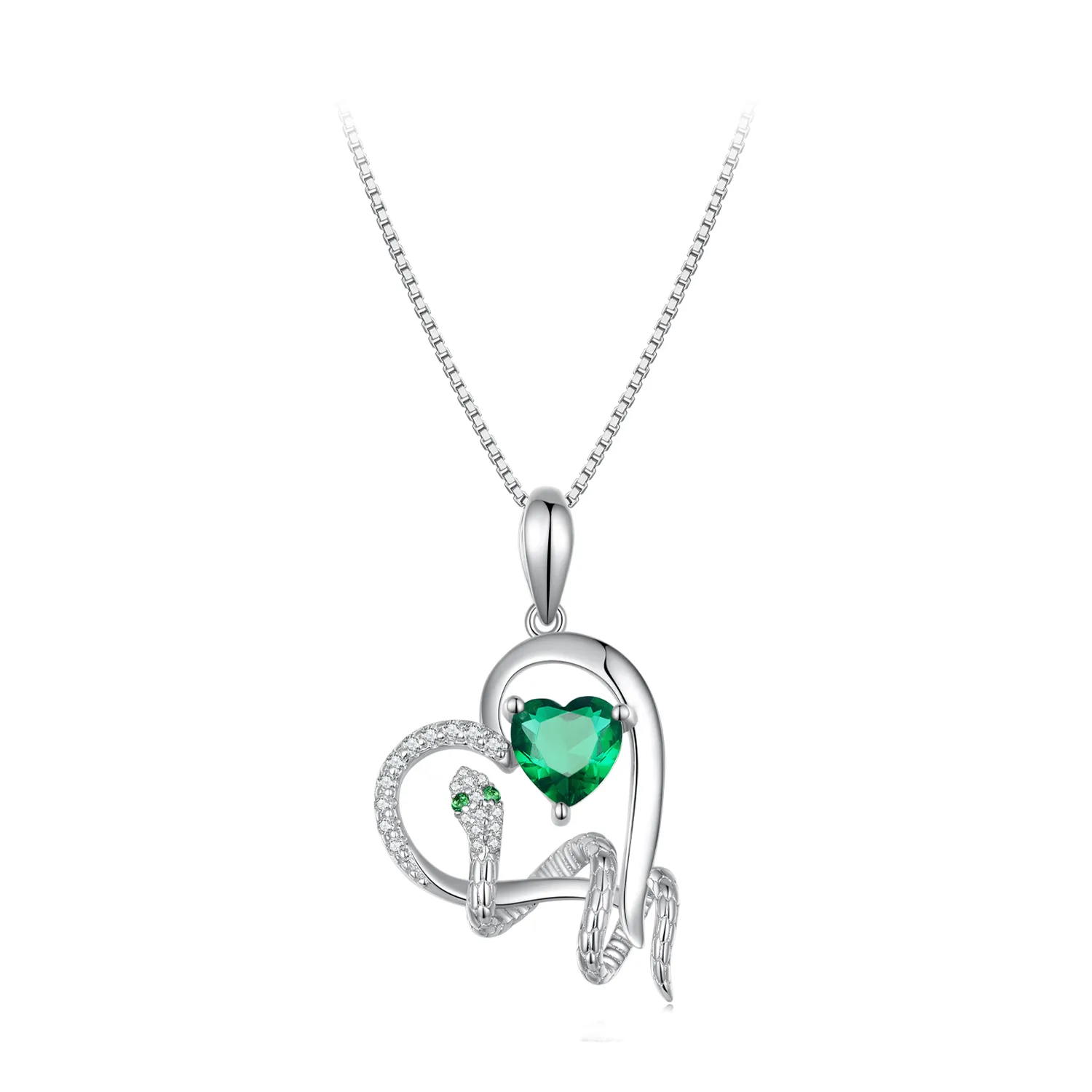 Pandora Style Necklace with an Exquisite Snake Winding Heart Shape - BSN327