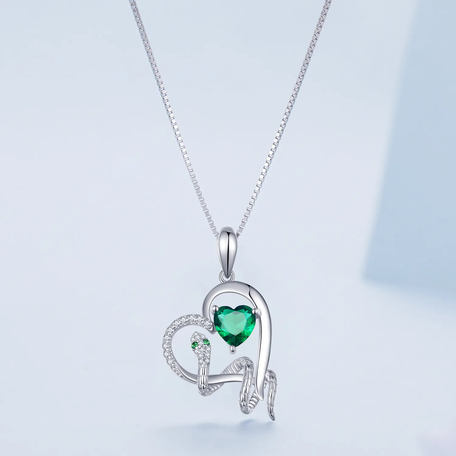 Pandora Style Necklace with an Exquisite Snake Winding Heart Shape - BSN327