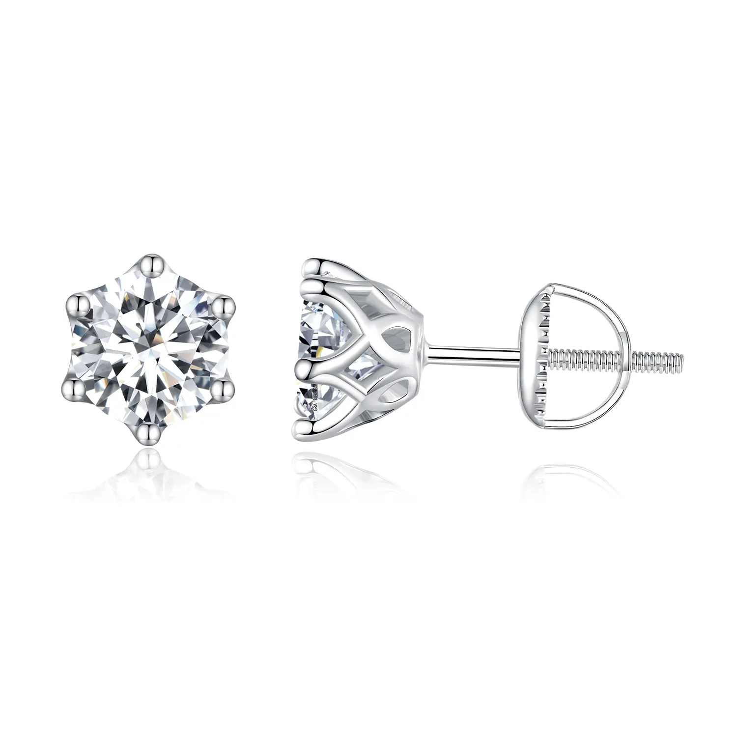 Pandora Style One Carat Four Claw Moissanite Stud Earrings - MSE004-L