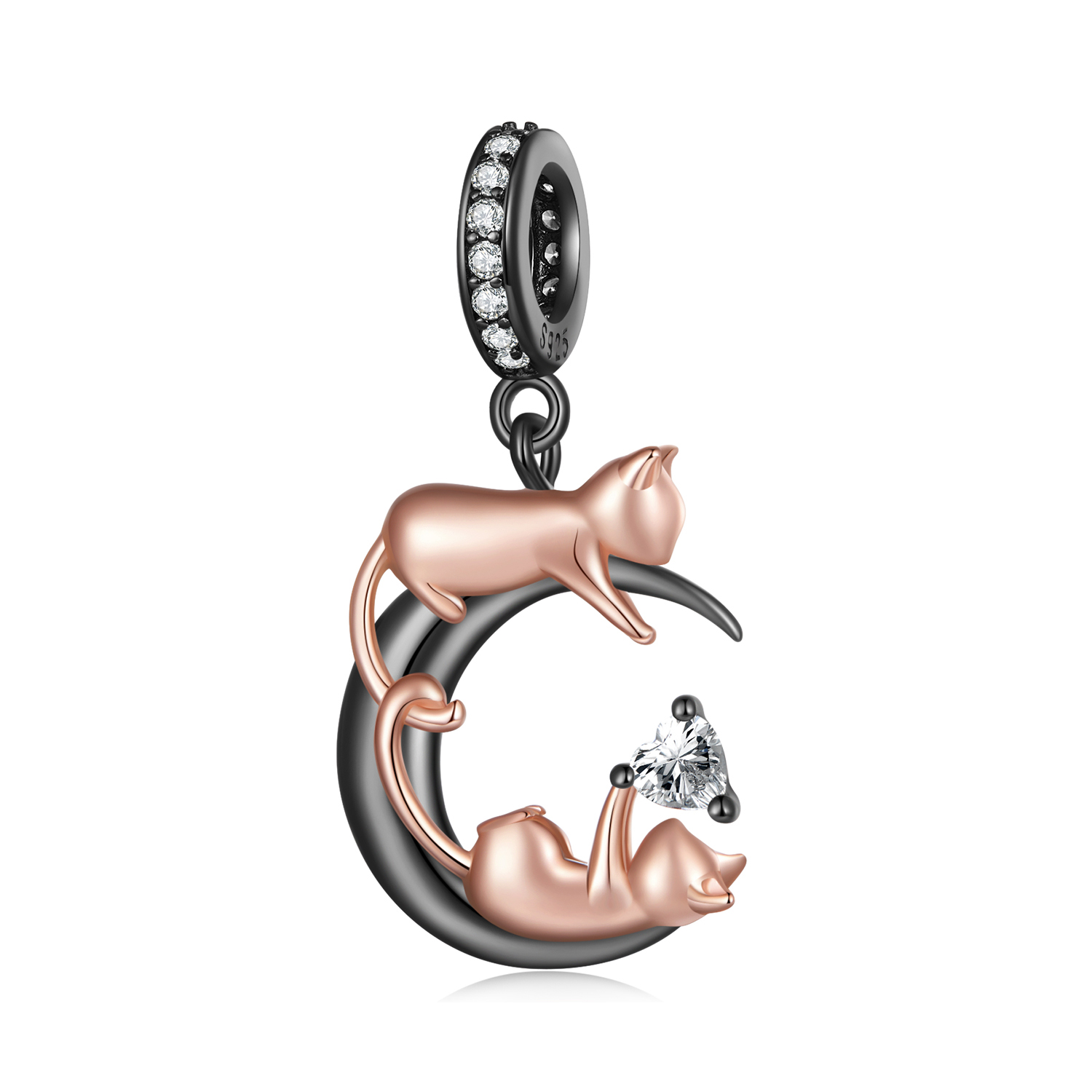pandora style playing with cats pendant charm scc2518