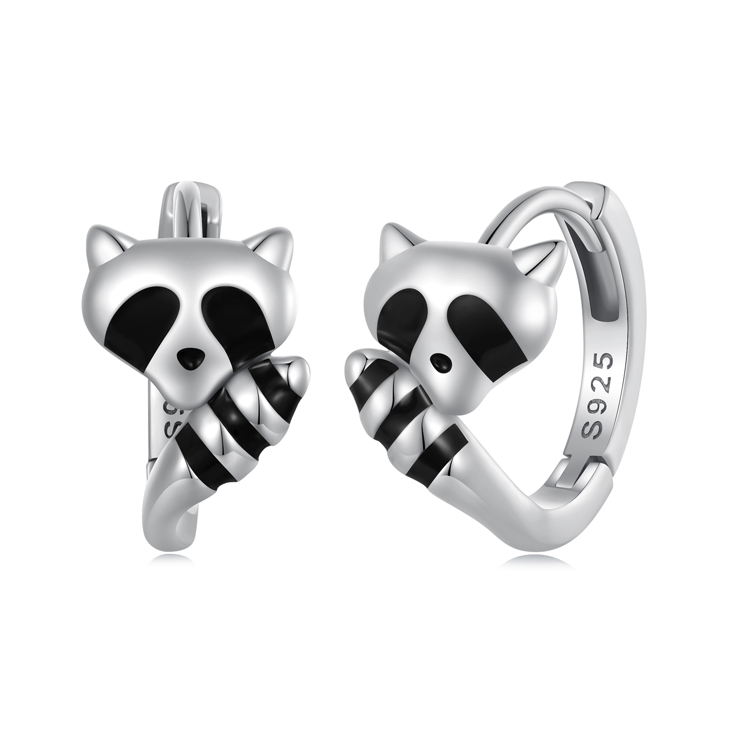 pandora style raccoon hoops earrings sce1603