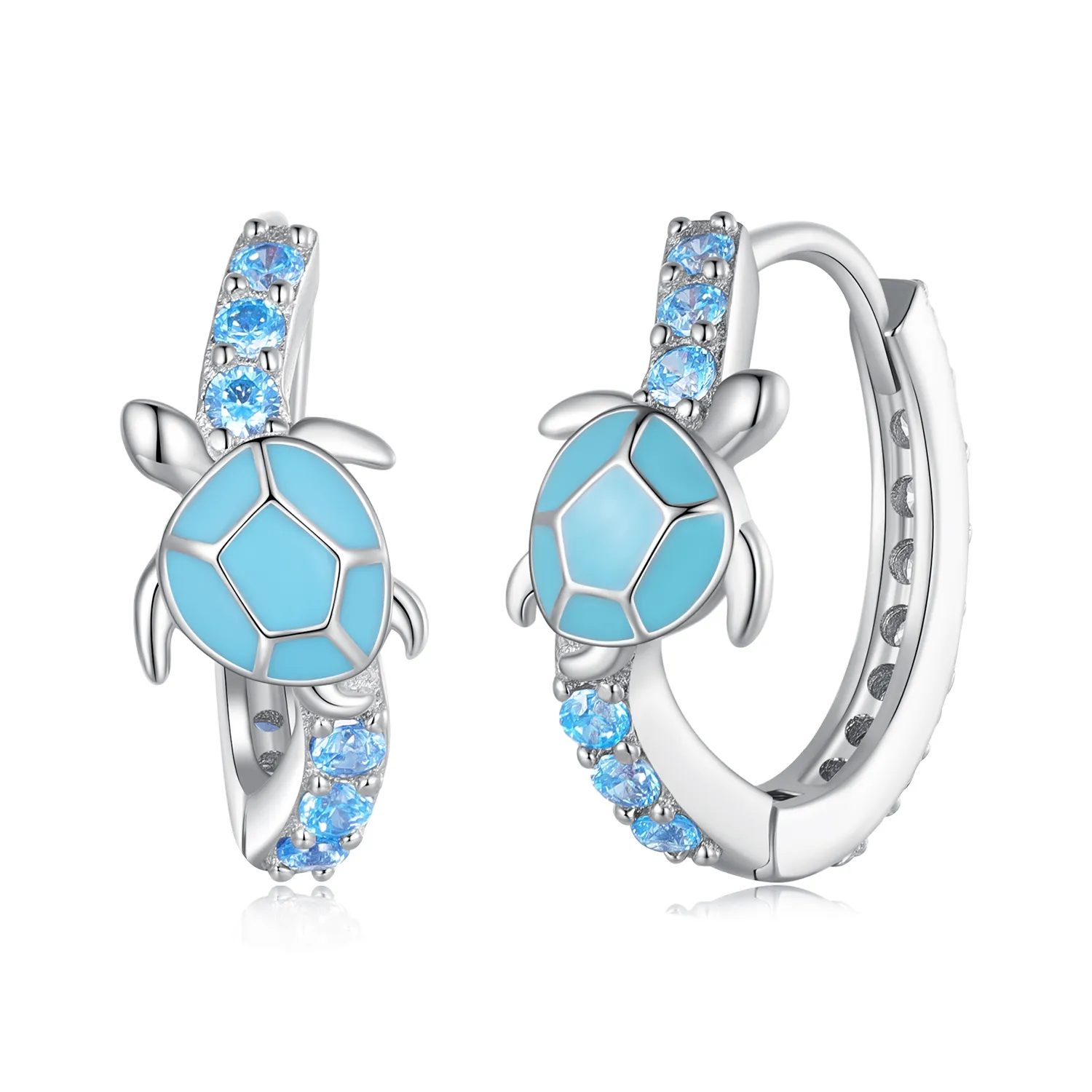 Pandora Style Sea Turtle Hoops Earrings - SCE1596