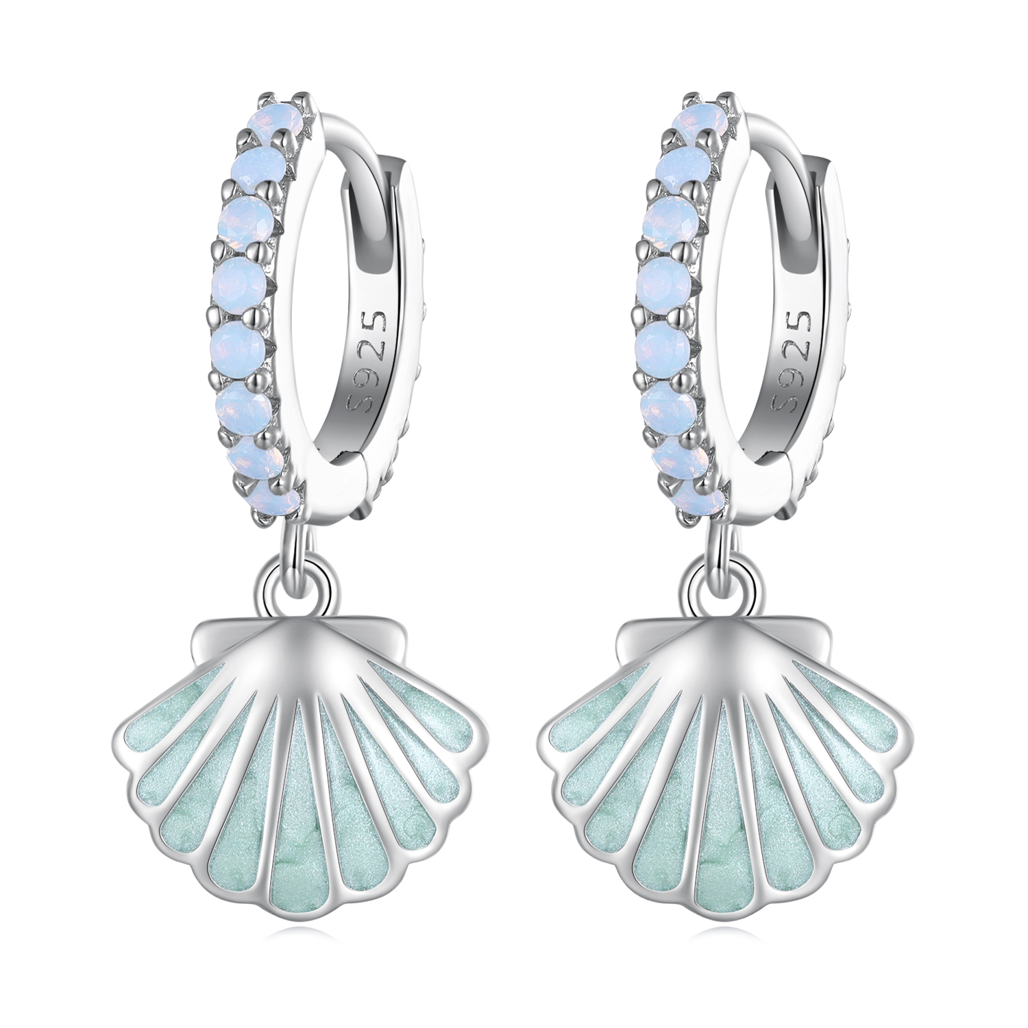 pandora style shell hoops earrings bse842