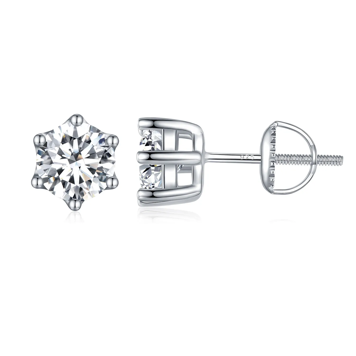 Pandora Style Shiny Zircon Stud Earrings - BSE615-6L