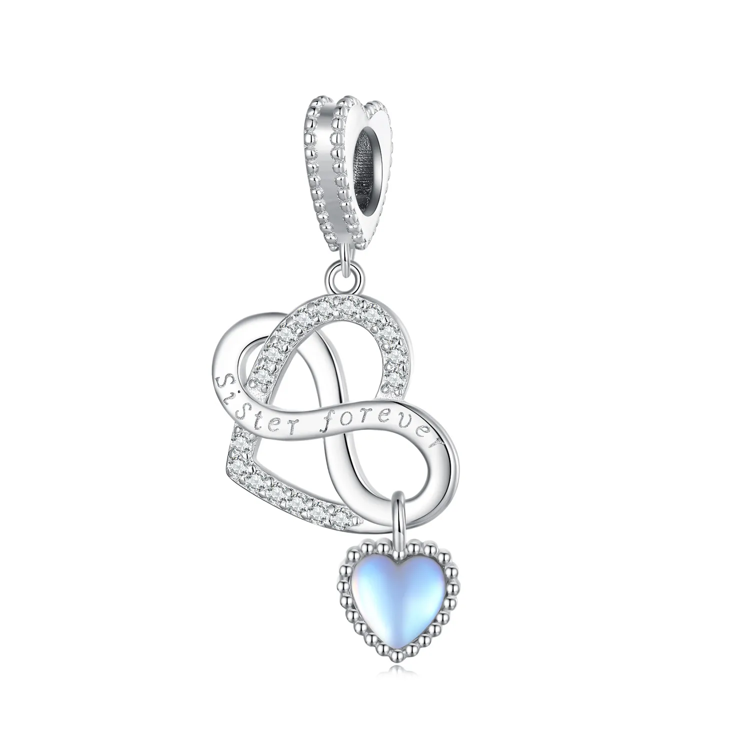 pandora style sister heart pendant charm bsc860