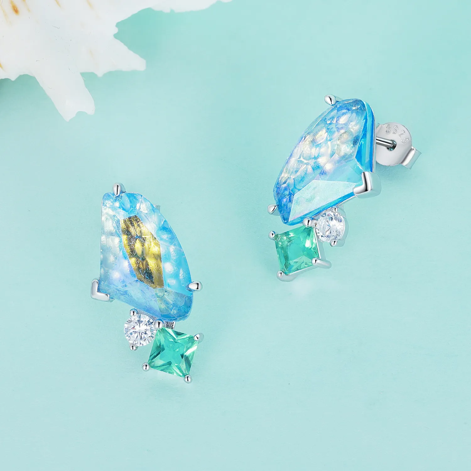 Pandora Style Summer Main Stone Stud Earrings - BSE839