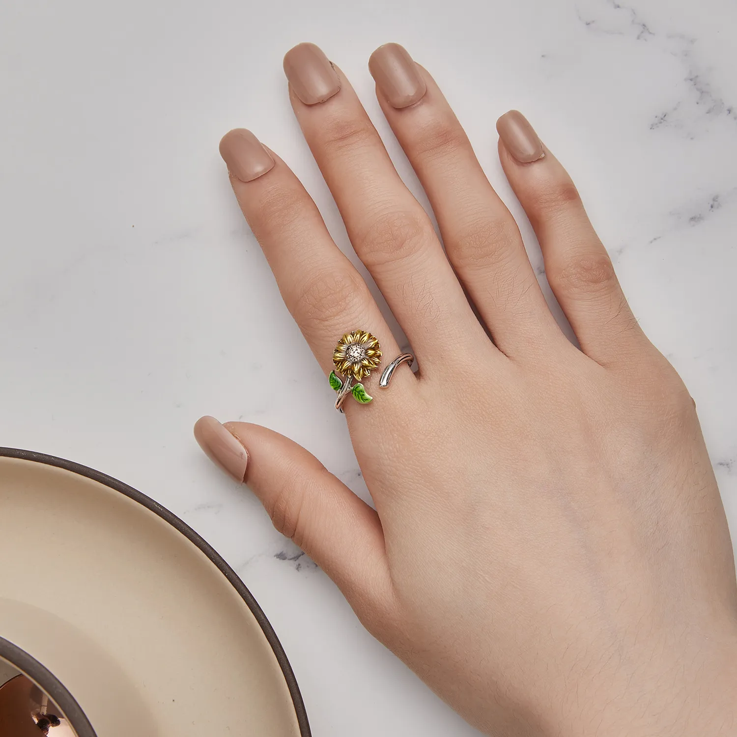 Pandora Style Sunflower Open Ring - SCR934