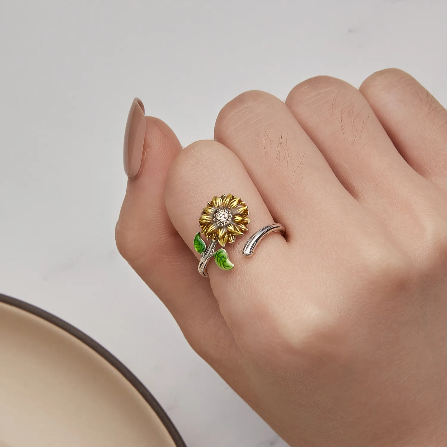 Pandora Style Sunflower Open Ring - SCR934